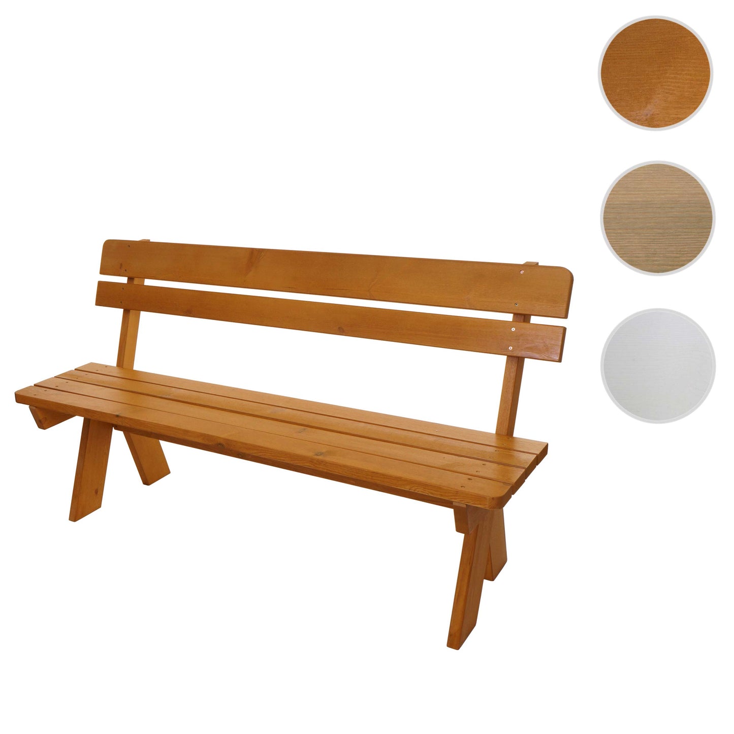 Tuinbank MCW-L66, houten parkbank, gastronomische kwaliteit, massief hout 148cm ~ honingkleurig