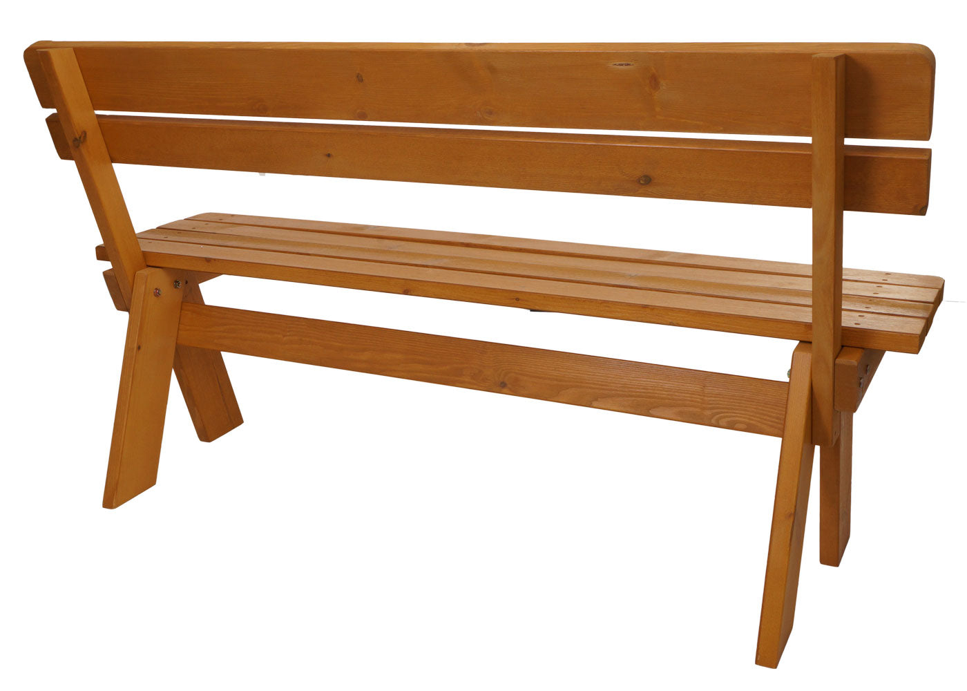 Tuinbank MCW-L66, houten parkbank, gastronomische kwaliteit, massief hout 148cm ~ honingkleurig