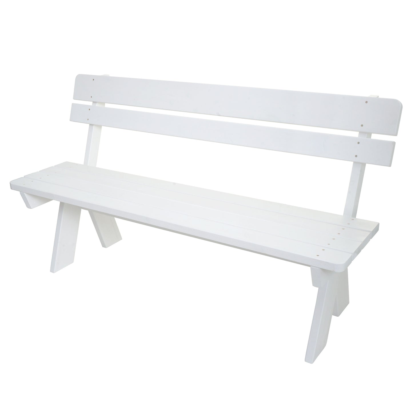 Tuinbank MCW-L66, houten parkbank, horecakwaliteit, massief hout 148cm ~ wit