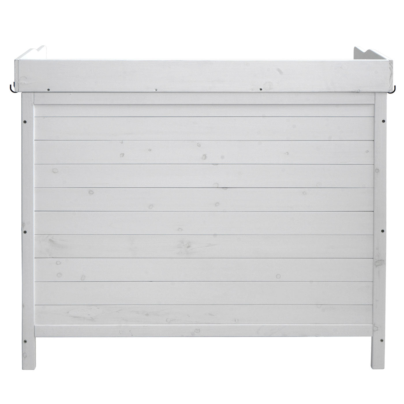 Tuinkast met werkblad MCW-L69, planttafel, outdoor sparrenhout MVG-gecertificeerd 86x104x52cm ~ wit