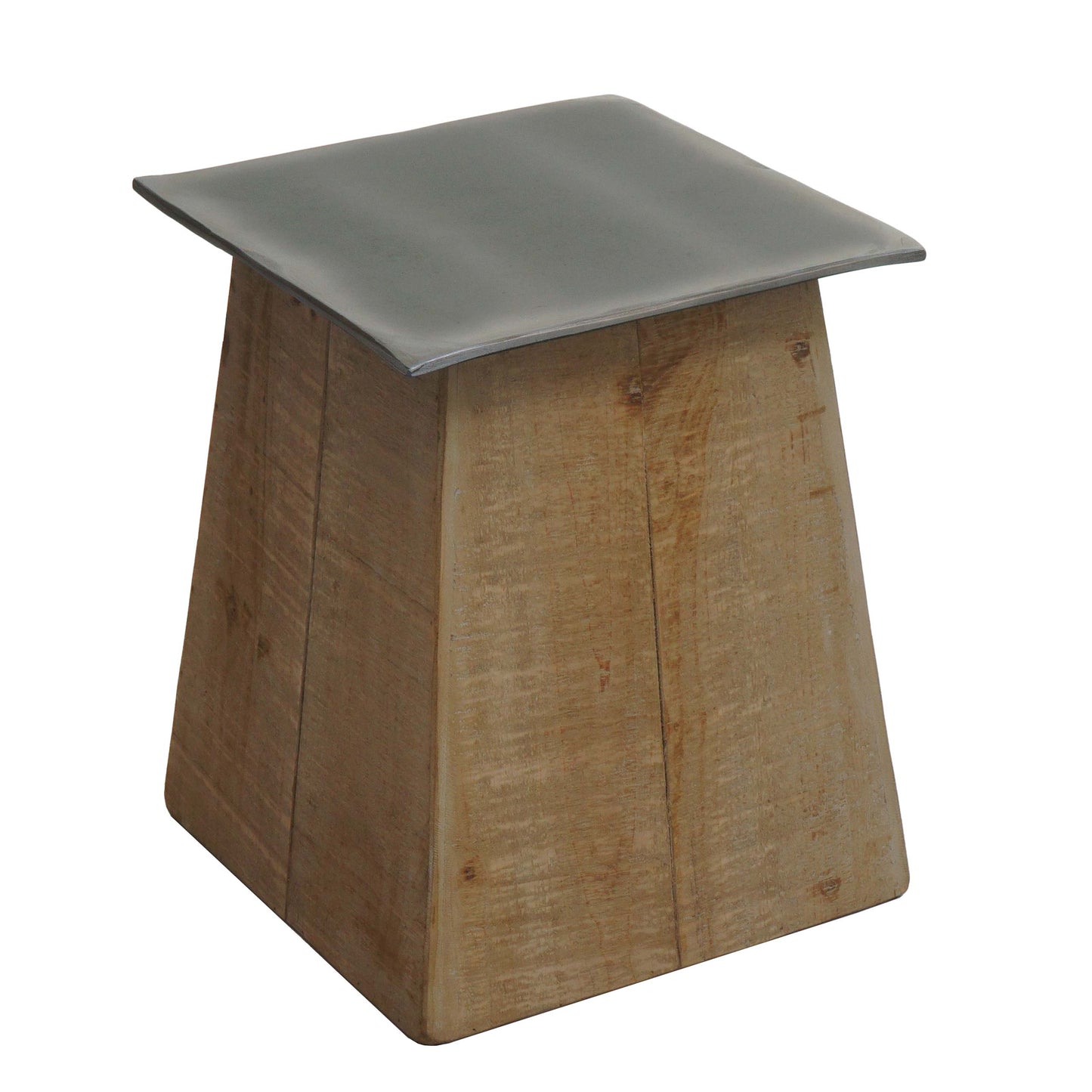 Bijzettafel MCW-L76b, bloementafel, industrieel massief hout MVG-gecertificeerd 45x36x36cm, naturel met metaal look