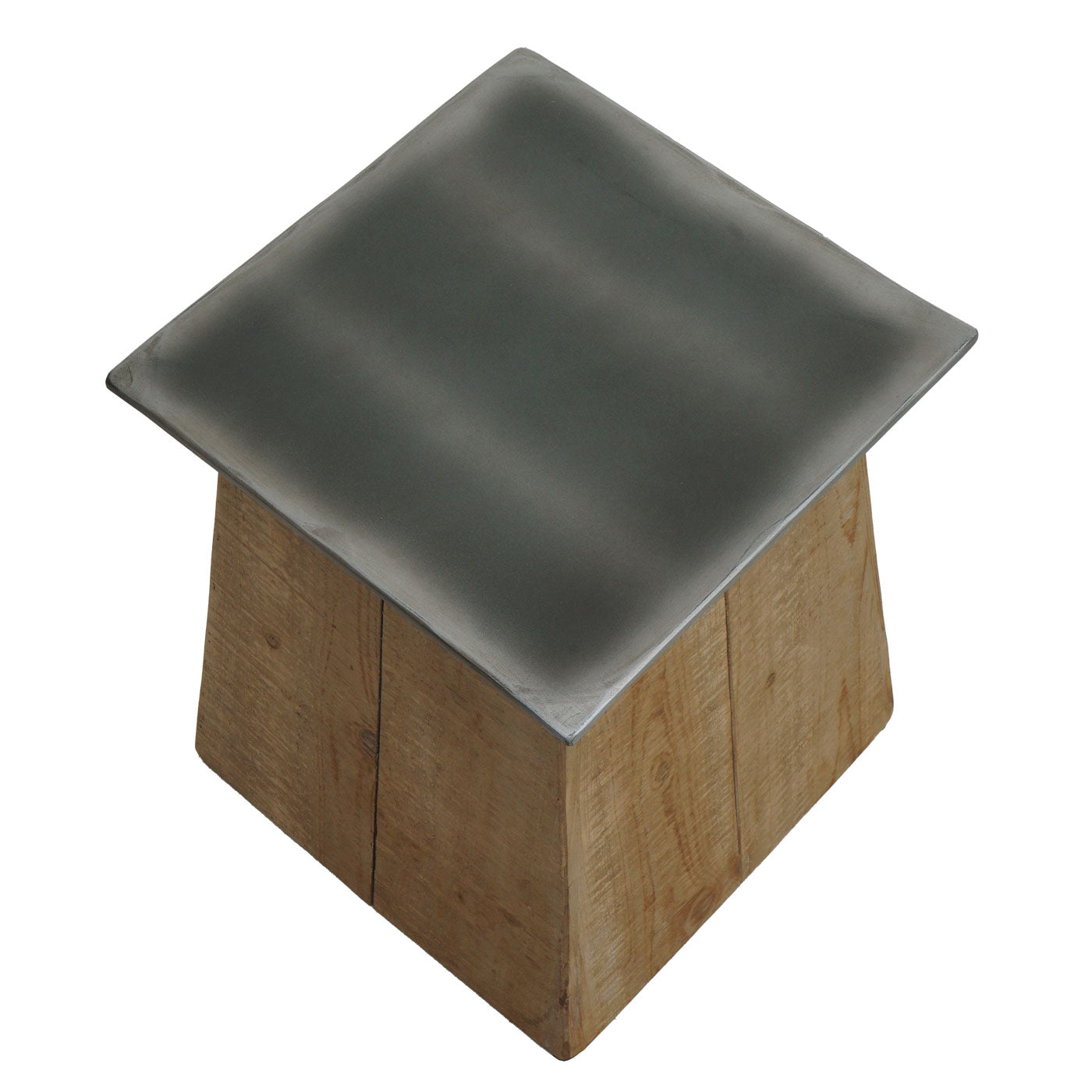 Bijzettafel MCW-L76b, bloementafel, industrieel massief hout MVG-gecertificeerd 45x36x36cm, naturel met metaal look