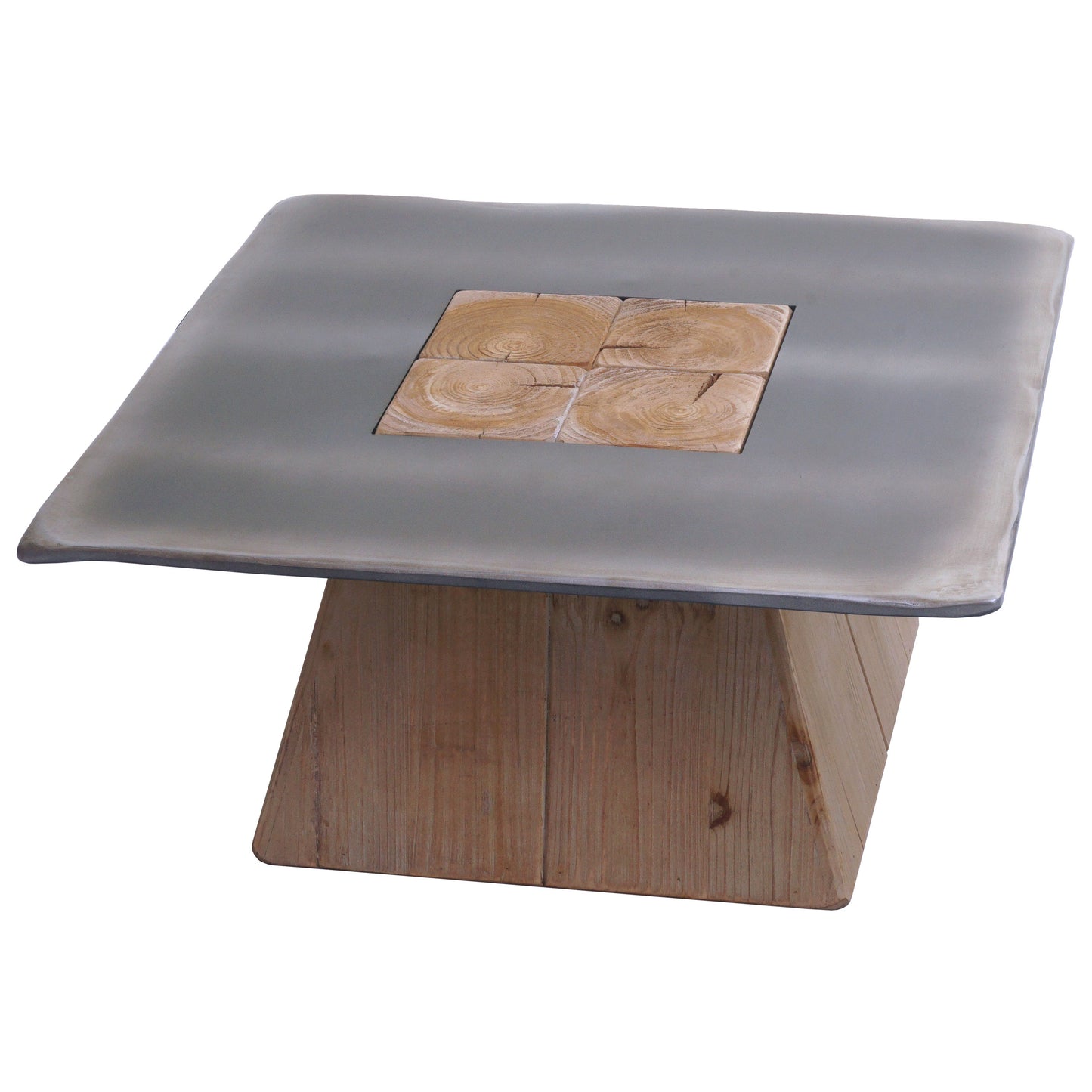 Salontafel MCW-L76, woonkamertafel bijzettafel, industrieel massief hout MVG, 60x60cm naturel met metaal look