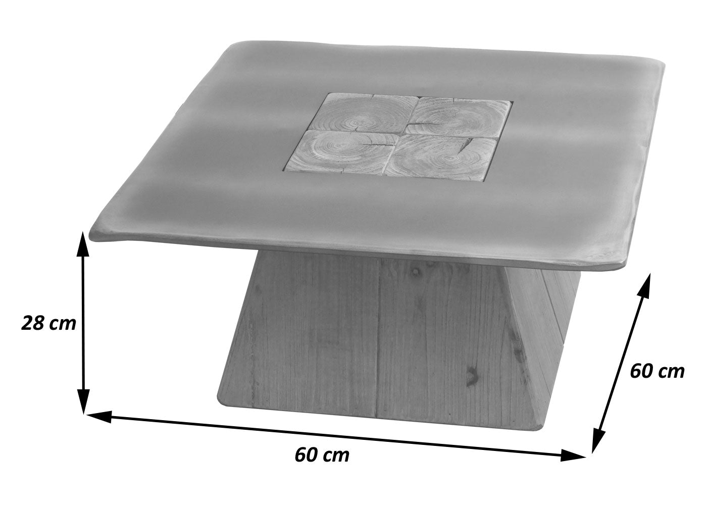 Salontafel MCW-L76, woonkamertafel bijzettafel, industrieel massief hout MVG, 60x60cm naturel met metaal look