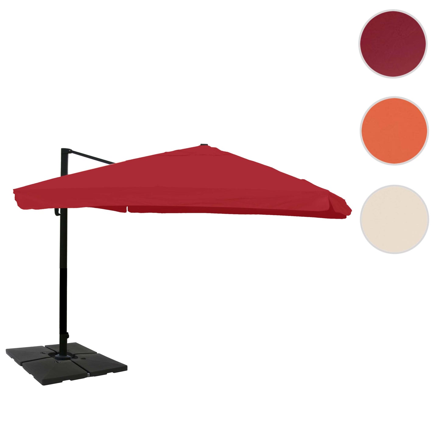 Zweefparasol MCW-A96, parasol, 3x4m (Ø5m) polyester/aluminium 26kg ~ klep, bordeaux met voet