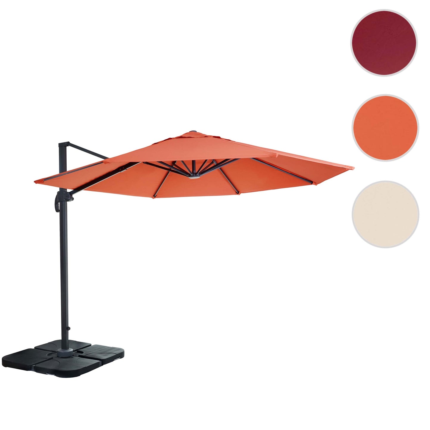 Zweefparasol MCW-A96, parasol, rond Ø 3m polyester aluminium/staal 23kg ~ terracotta met voet