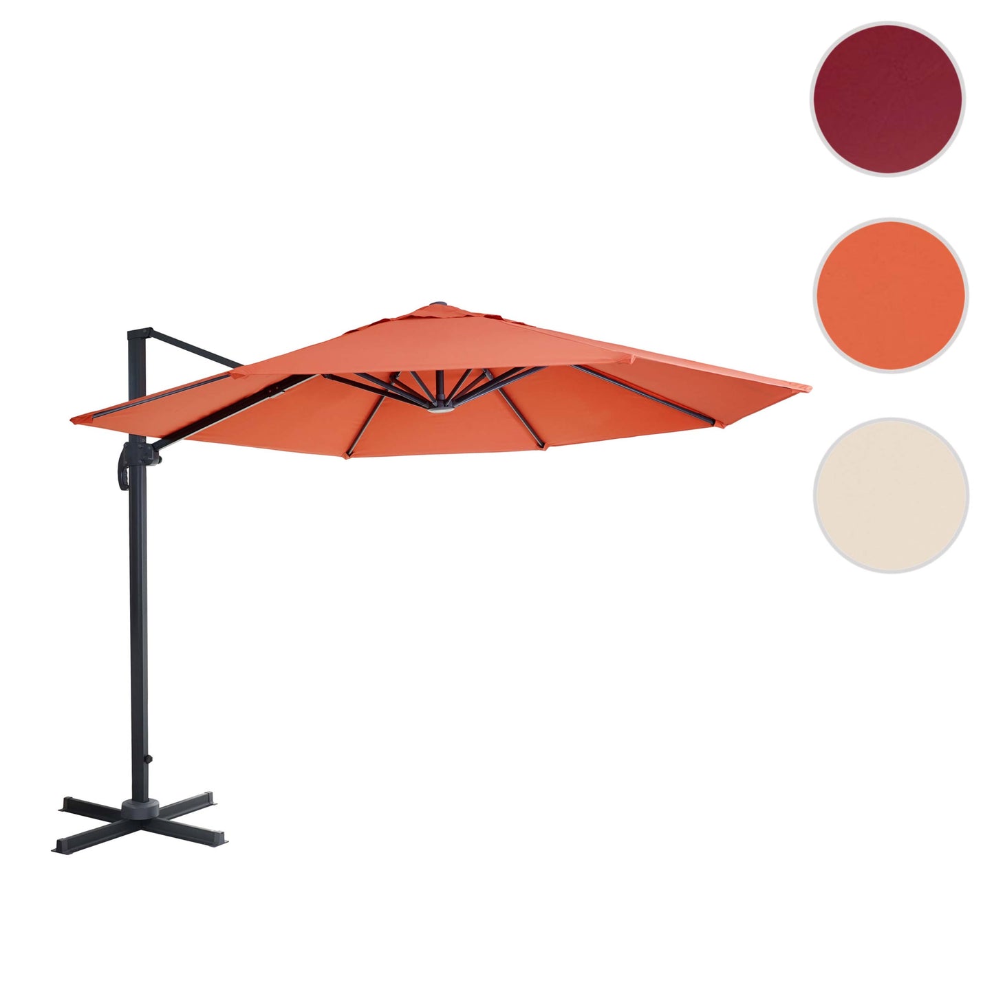 Zweefparasol MCW-A96, parasol, rond Ø 3m polyester aluminium/staal 23kg ~ terracotta zonder voet, draaibaar