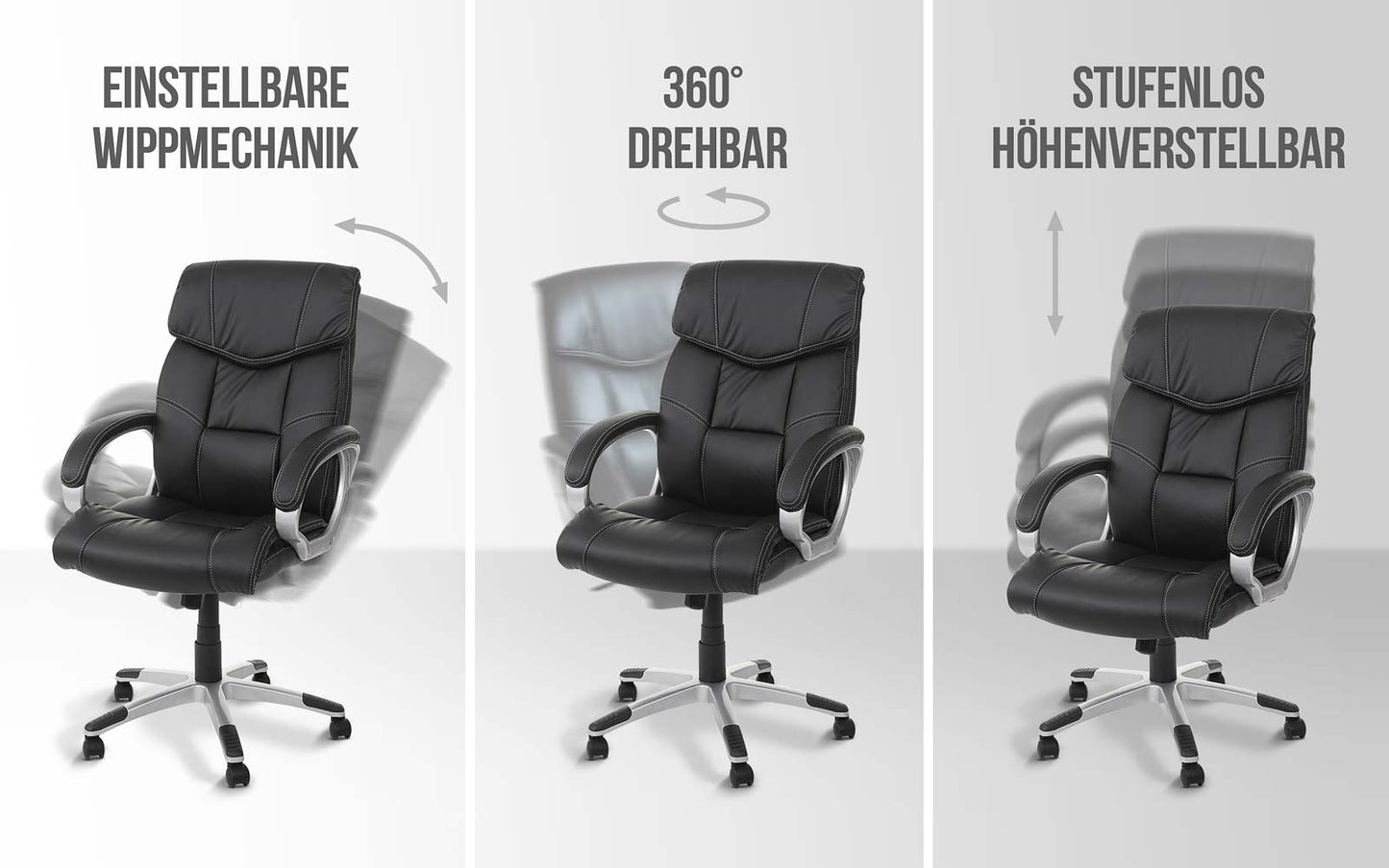 Bureaustoel MCW-A71, directiedraaistoel, kunstleer ~ zwart