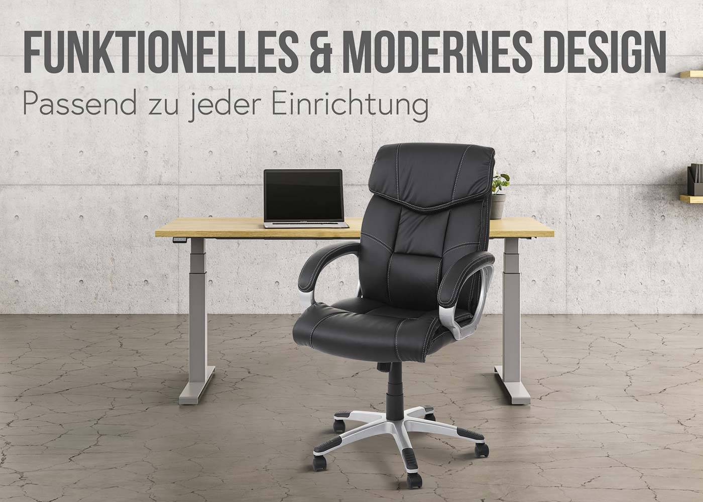 Bureaustoel MCW-A71, directiedraaistoel, kunstleer ~ zwart