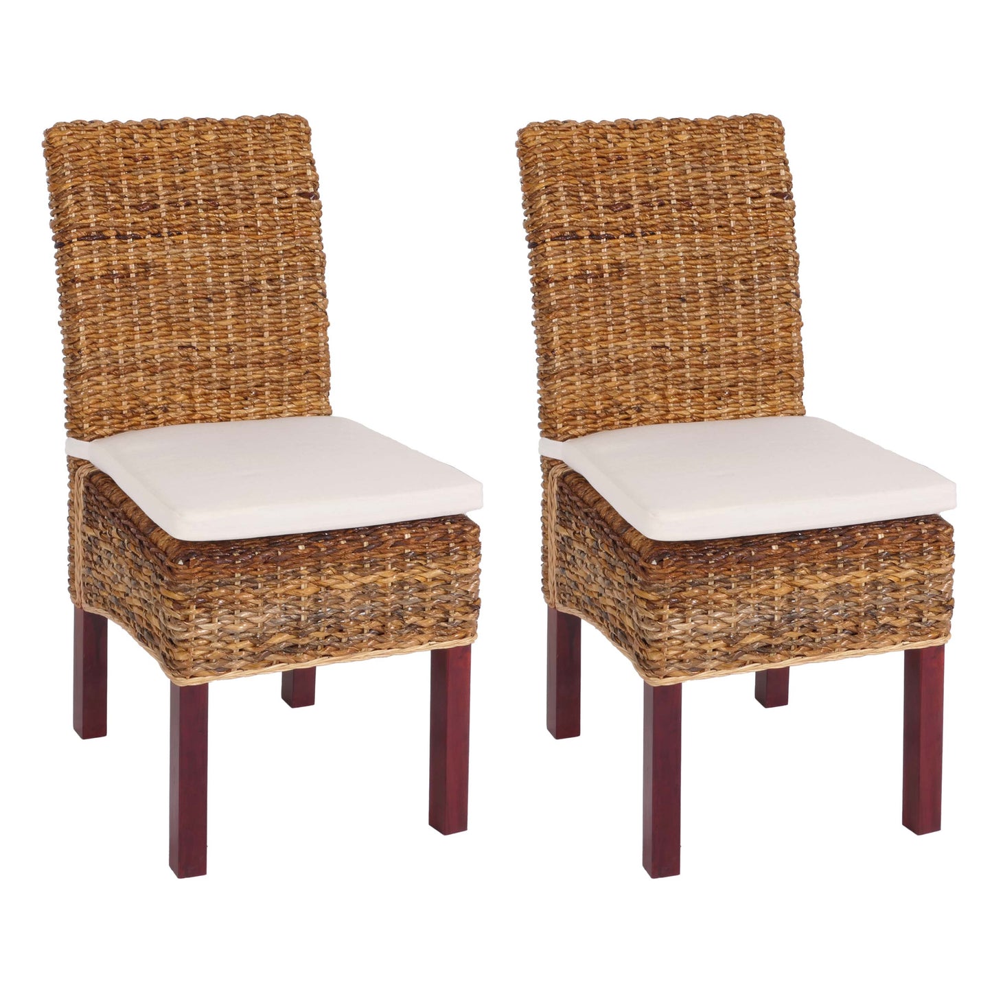 Set van 2 eetkamerstoelen rieten stoel M69 stoel BALI banaan rieten ~ licht, met kussen