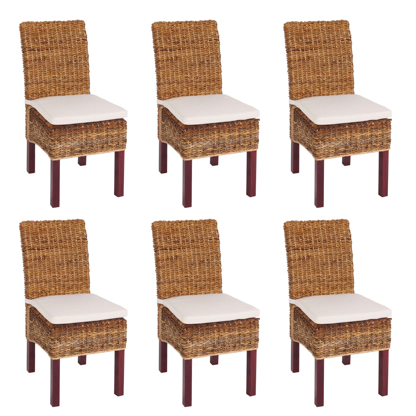Set van 6 eetkamerstoelen rieten stoel M69 stoel BALI banaan rieten ~ licht, met kussen