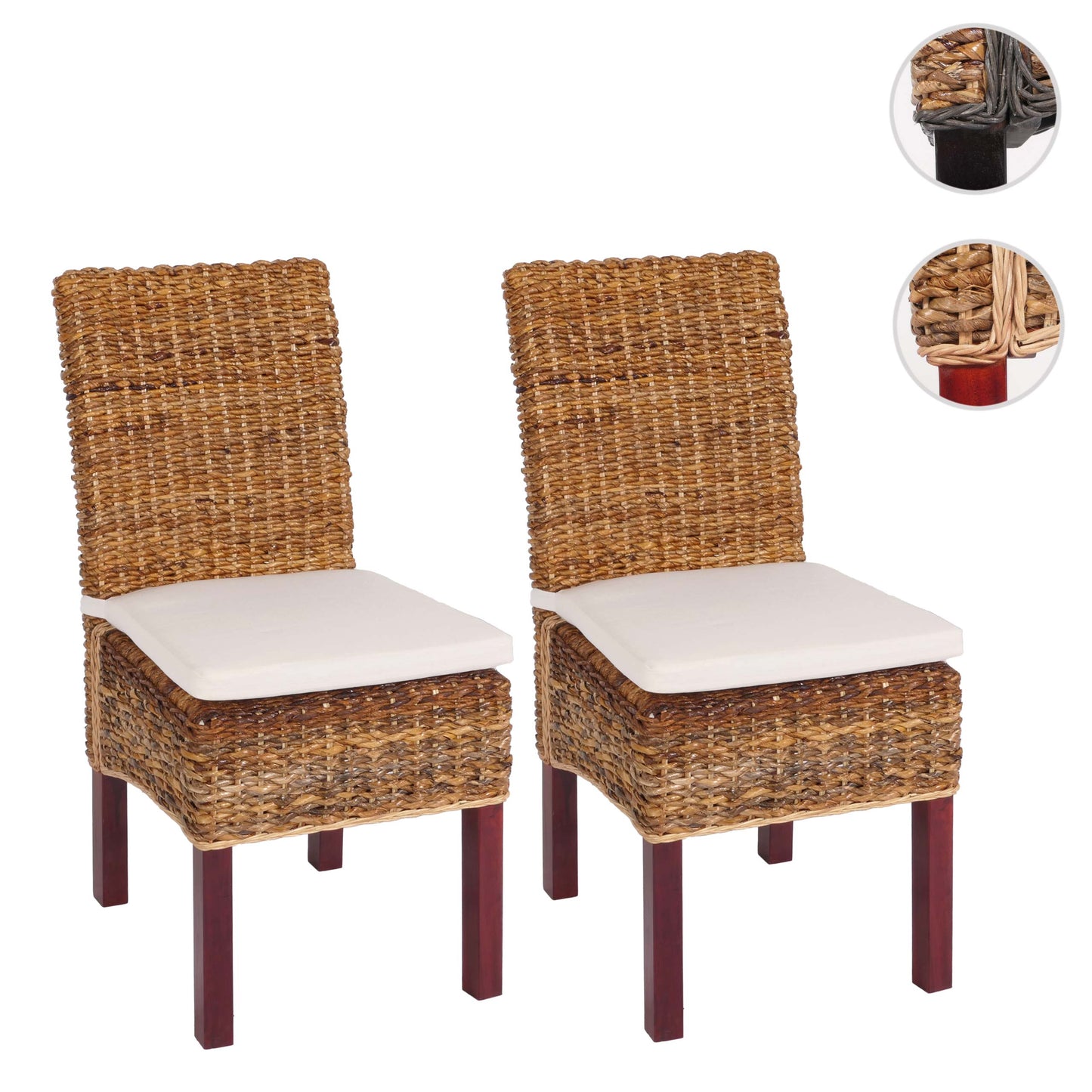 Set van 2 eetkamerstoelen rieten stoel M69 stoel BALI banaan rieten ~ licht, met kussen