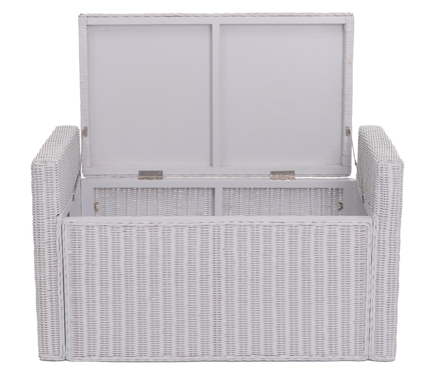Bank M92 Garderobebank Bankkruk, met opbergruimte Kussen Kubu rotan 88cm ~ wit