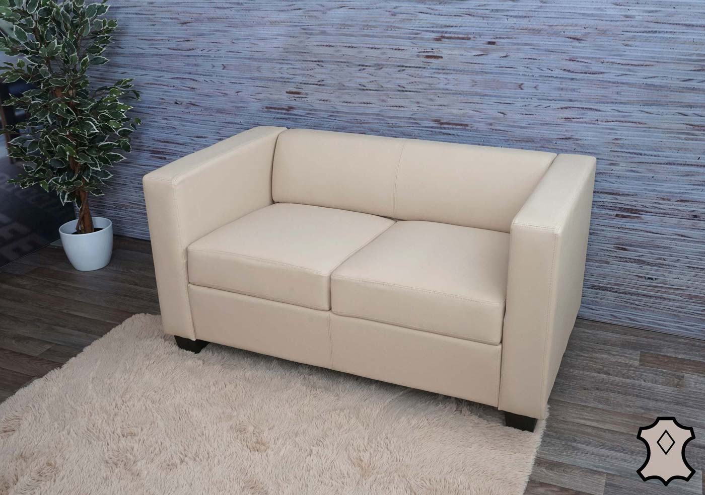 2-zits bank loungebank Lille ~ leder, crème