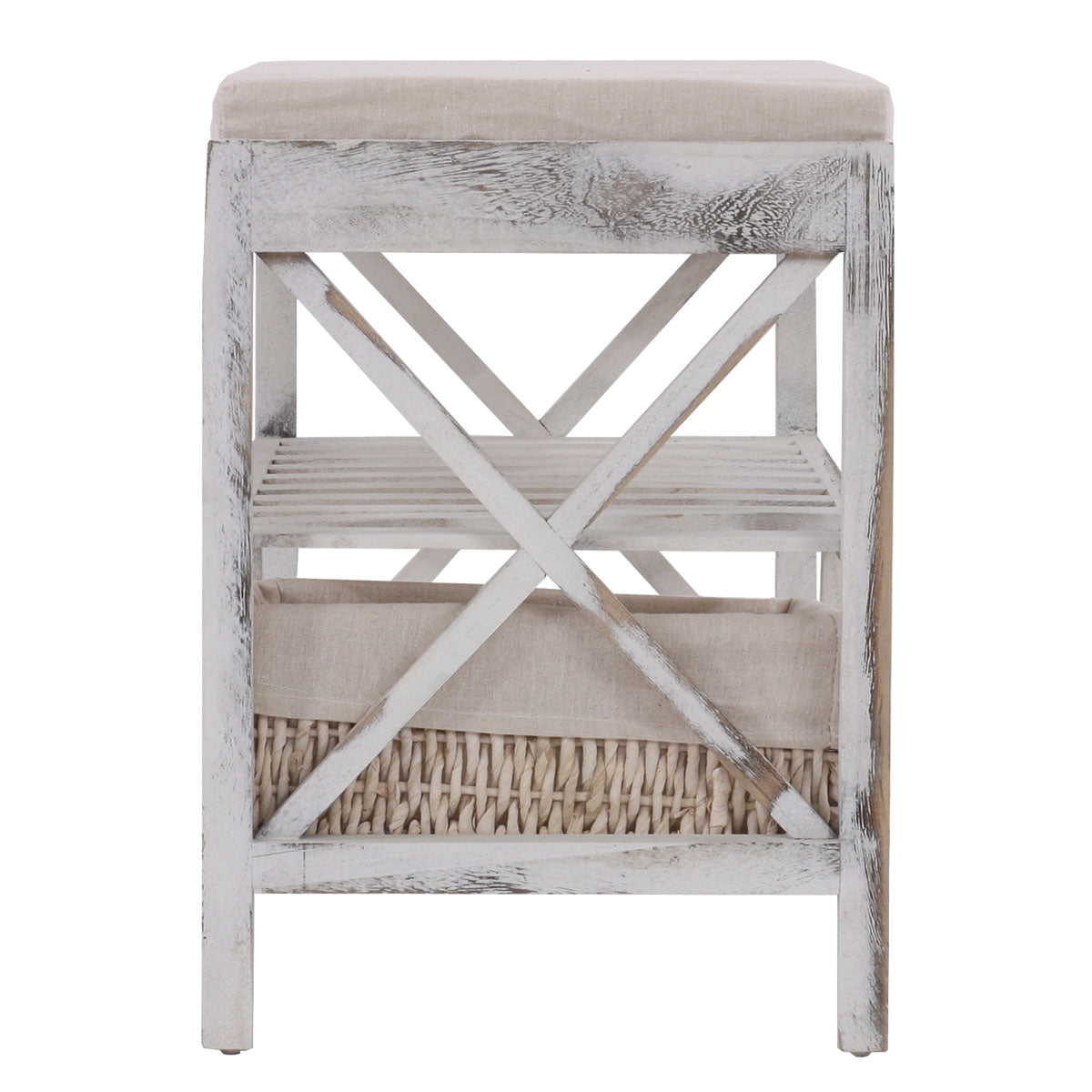 Schoenenrek MCW-C48, bank schoenenrek, shabby-look vintage 45x65x34cm ~ wit