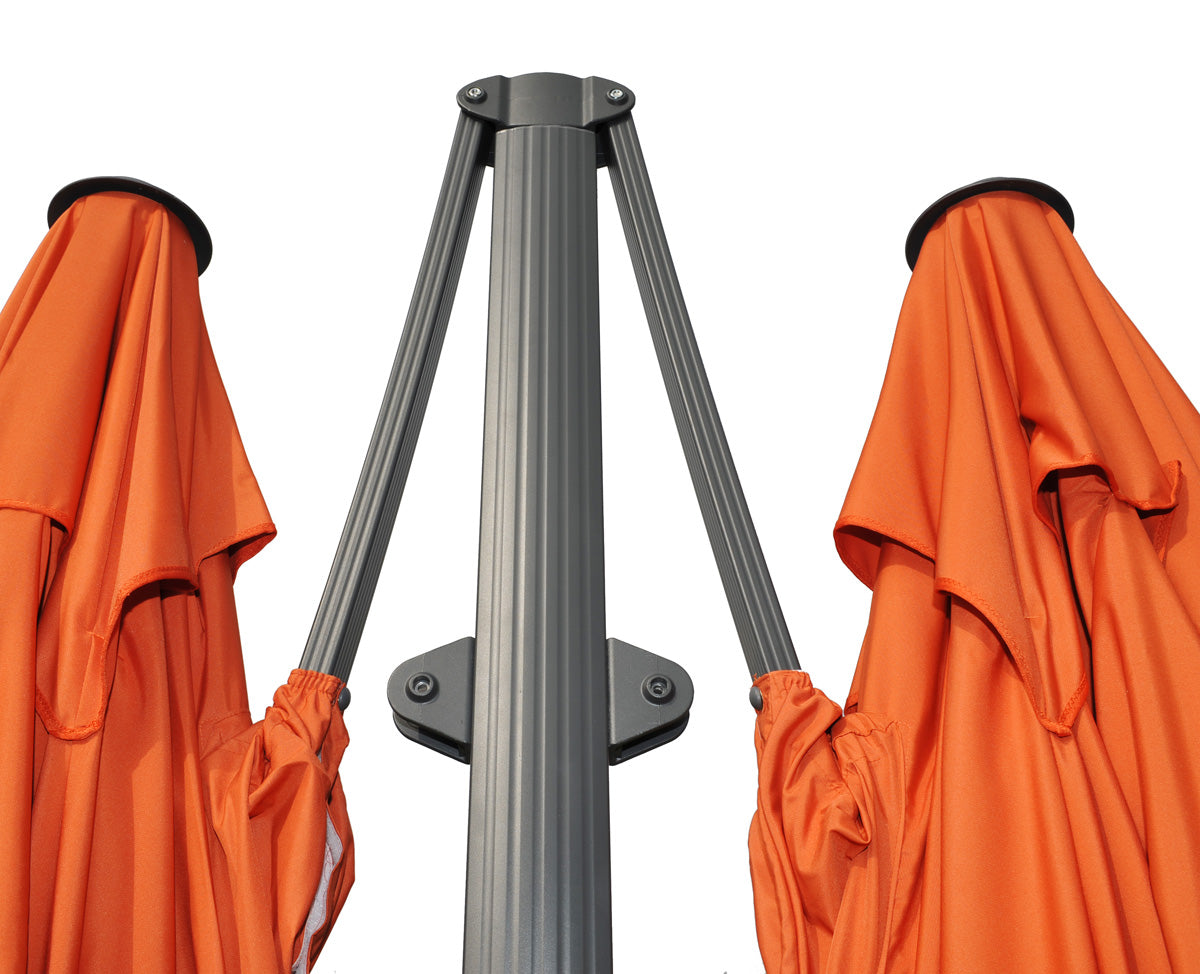 Zweefparasol T44, pergola luifel effect, 6,2x3m polyester 50kg ~ terracotta + staander