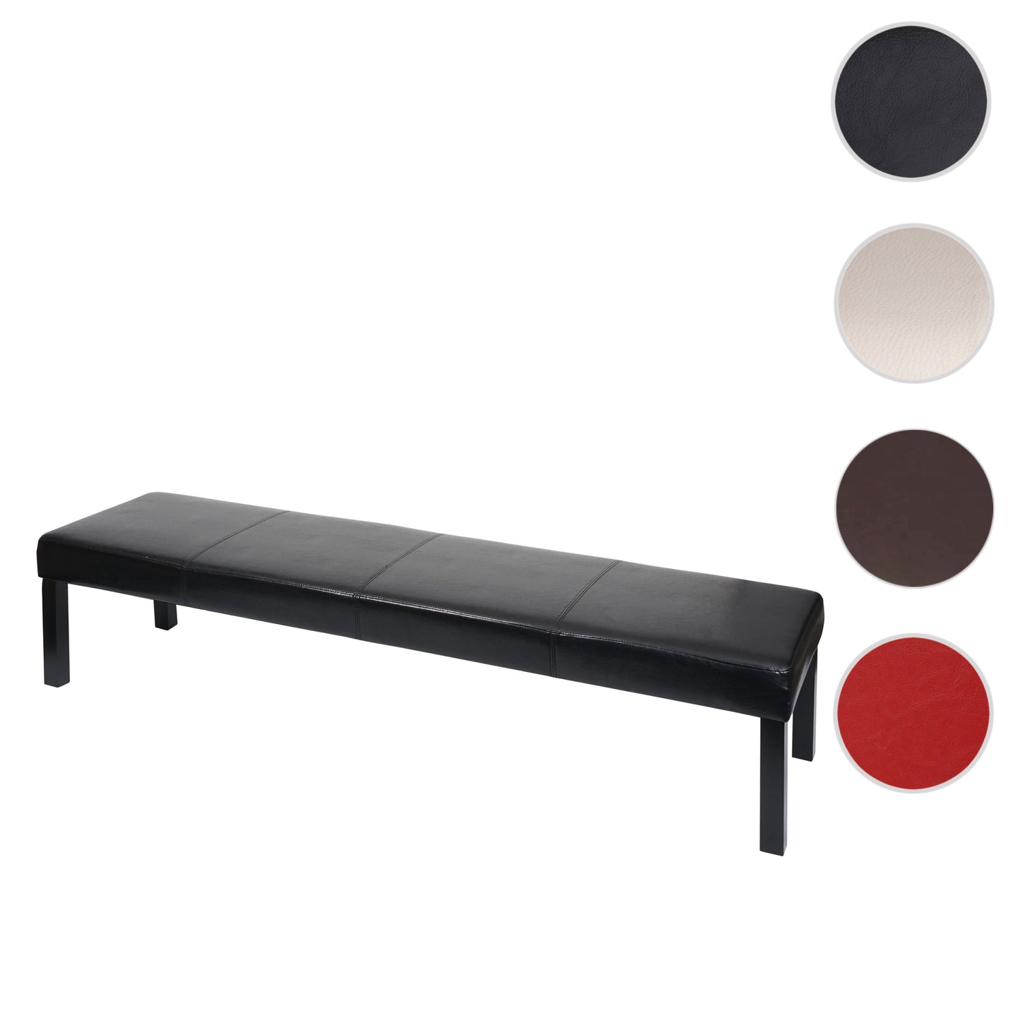 Bank Gestoffeerde bank Bank M37 kunstleer ~ 180x43x49 cm glanzend zwart, donkere poten