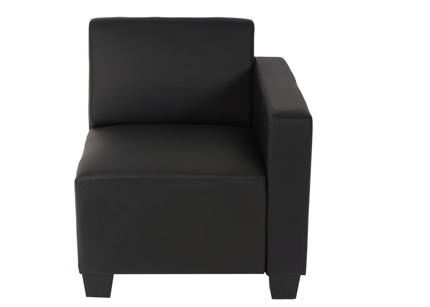 Modulair zijpaneel rechts, fauteuil met armleuning Lyon, kunstleer ~ zwart