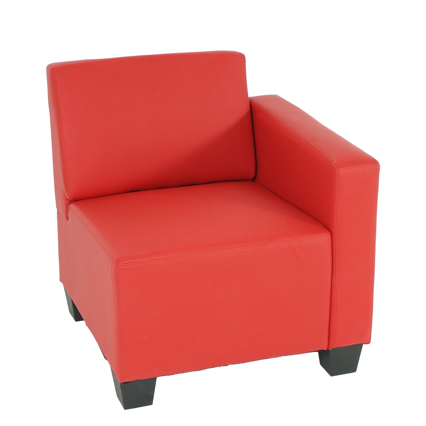 Modulair zijpaneel rechts, fauteuil met armleuning Lyon, kunstleer ~ rood