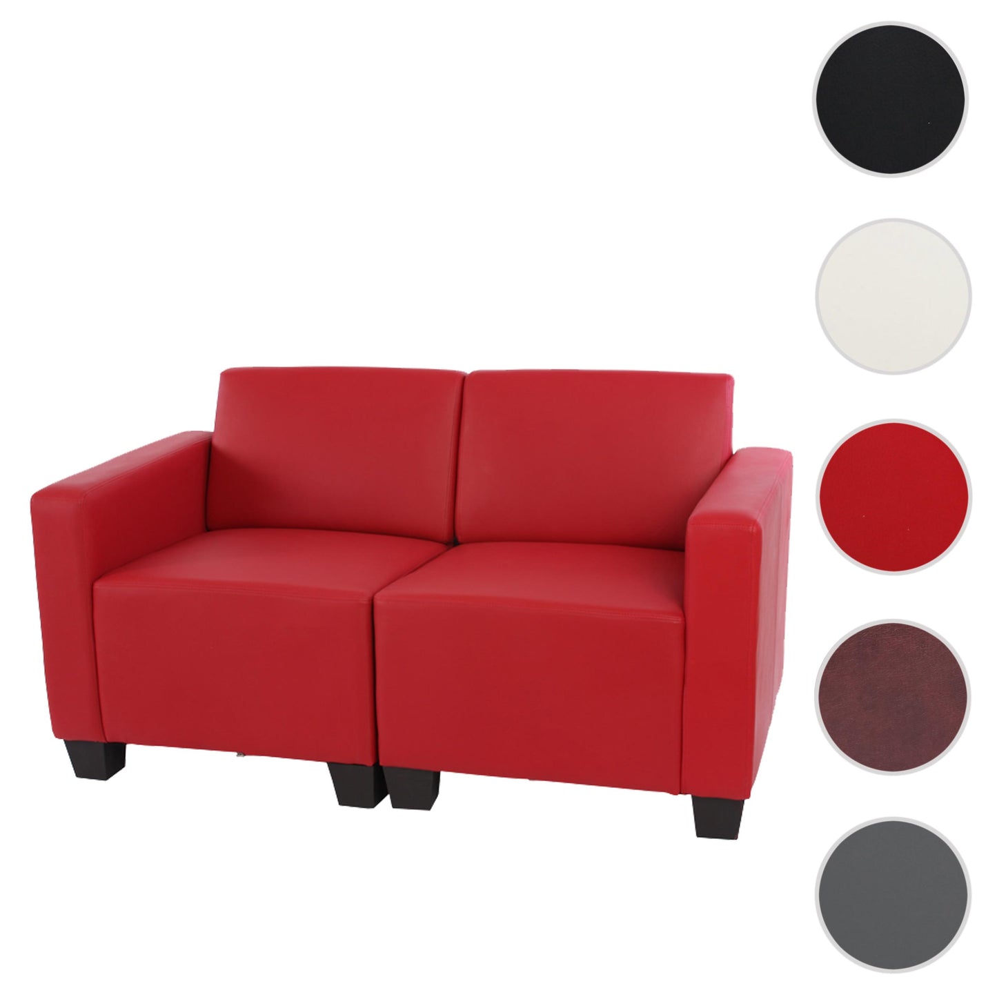 Modulaire 2-zits bank Lyon, kunstleer ~ rood