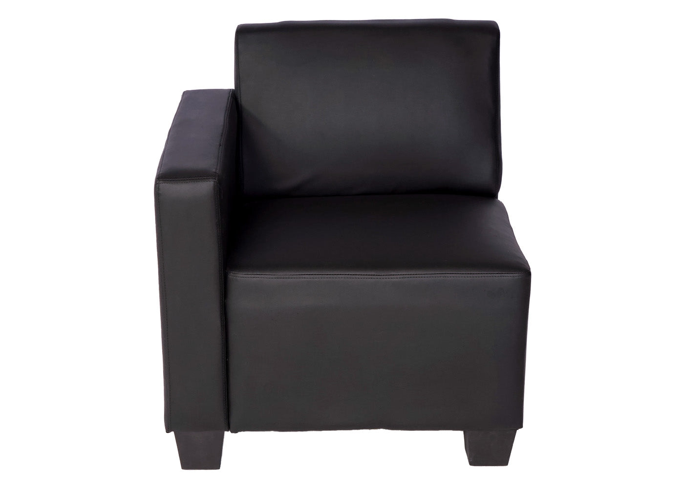 Modulair zijpaneel links, fauteuil met armleuning Lyon, kunstleer ~ zwart