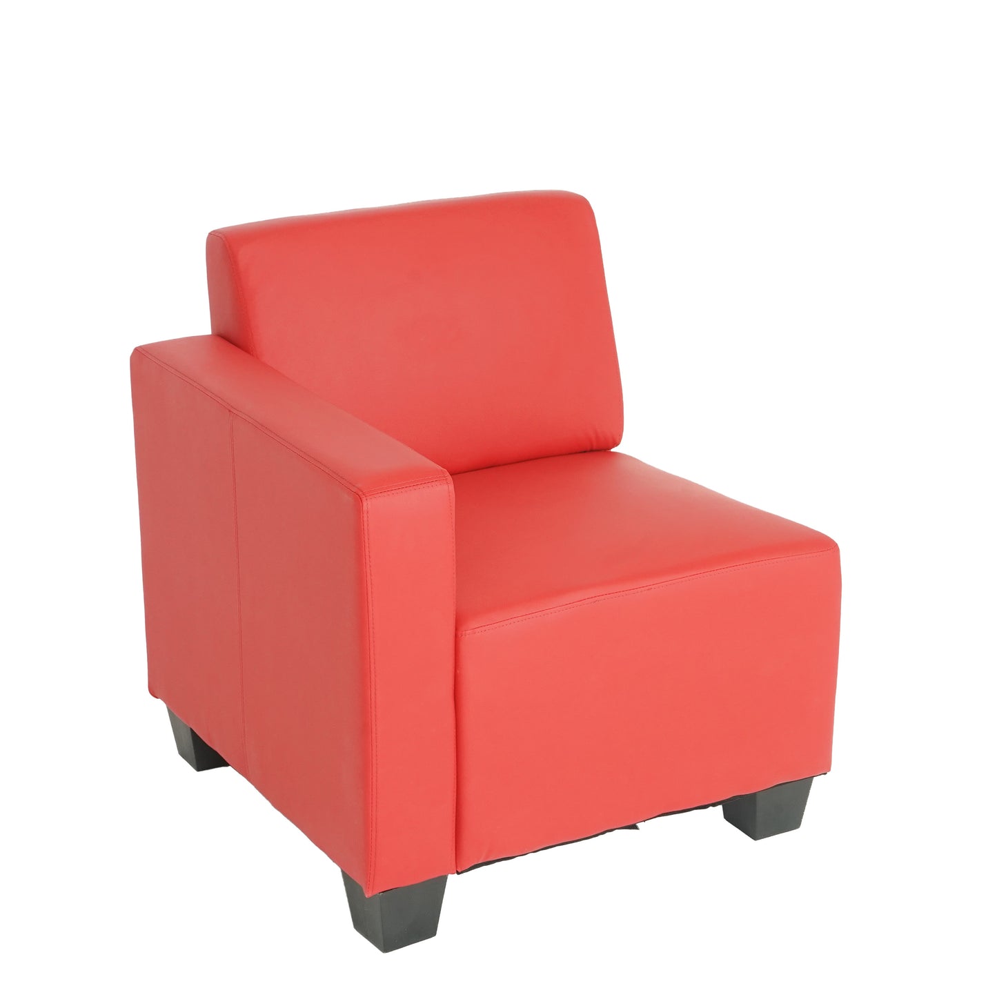 Modulair zijpaneel links, fauteuil met armleuning Lyon, kunstleer ~ rood