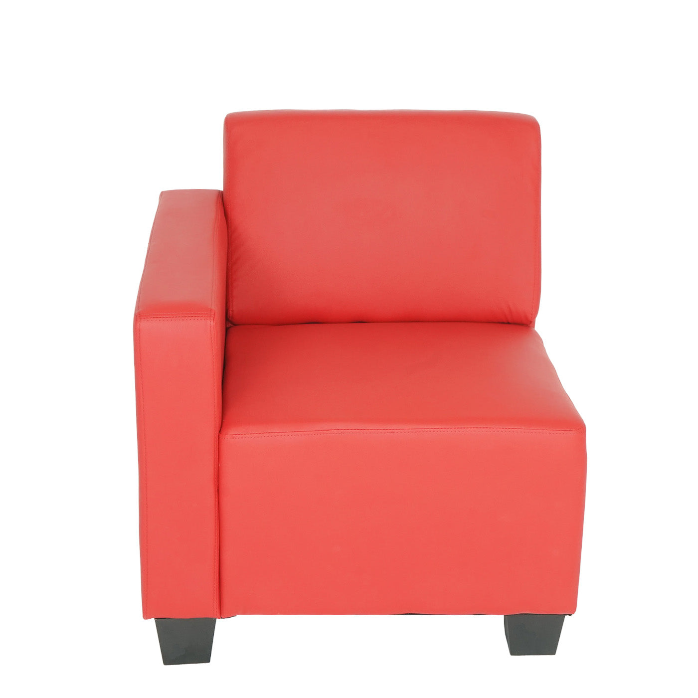 Modulair zijpaneel links, fauteuil met armleuning Lyon, kunstleer ~ rood