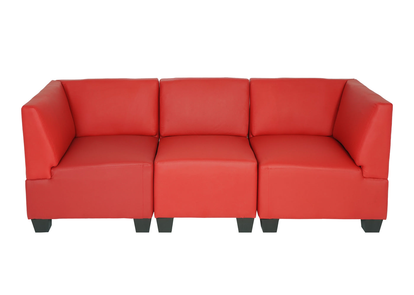 Modulaire 3-zitsbank Lyon, kunstleer ~ rood, hoge armleuningen