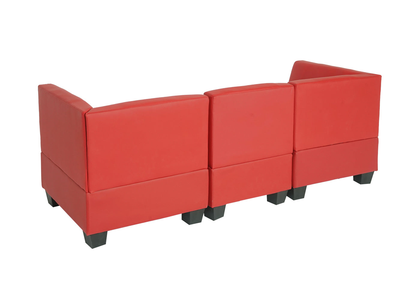 Modulaire 3-zitsbank Lyon, kunstleer ~ rood, hoge armleuningen