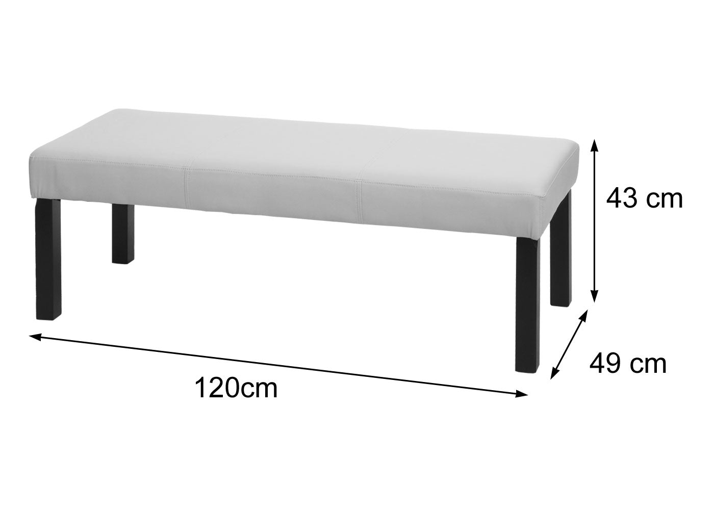 Bank Gestoffeerde bank Bank M37 kunstleer ~ 120x43x49 cm crème, donkere poten