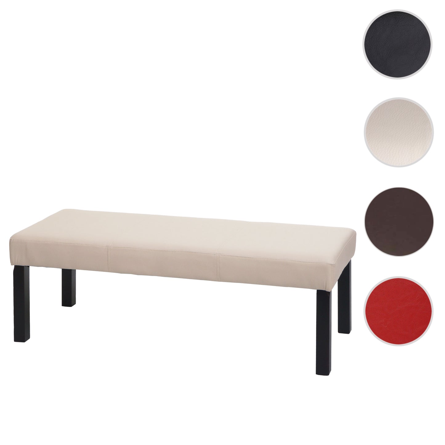 Bank Gestoffeerde bank Bank M37 kunstleer ~ 120x43x49 cm crème, donkere poten