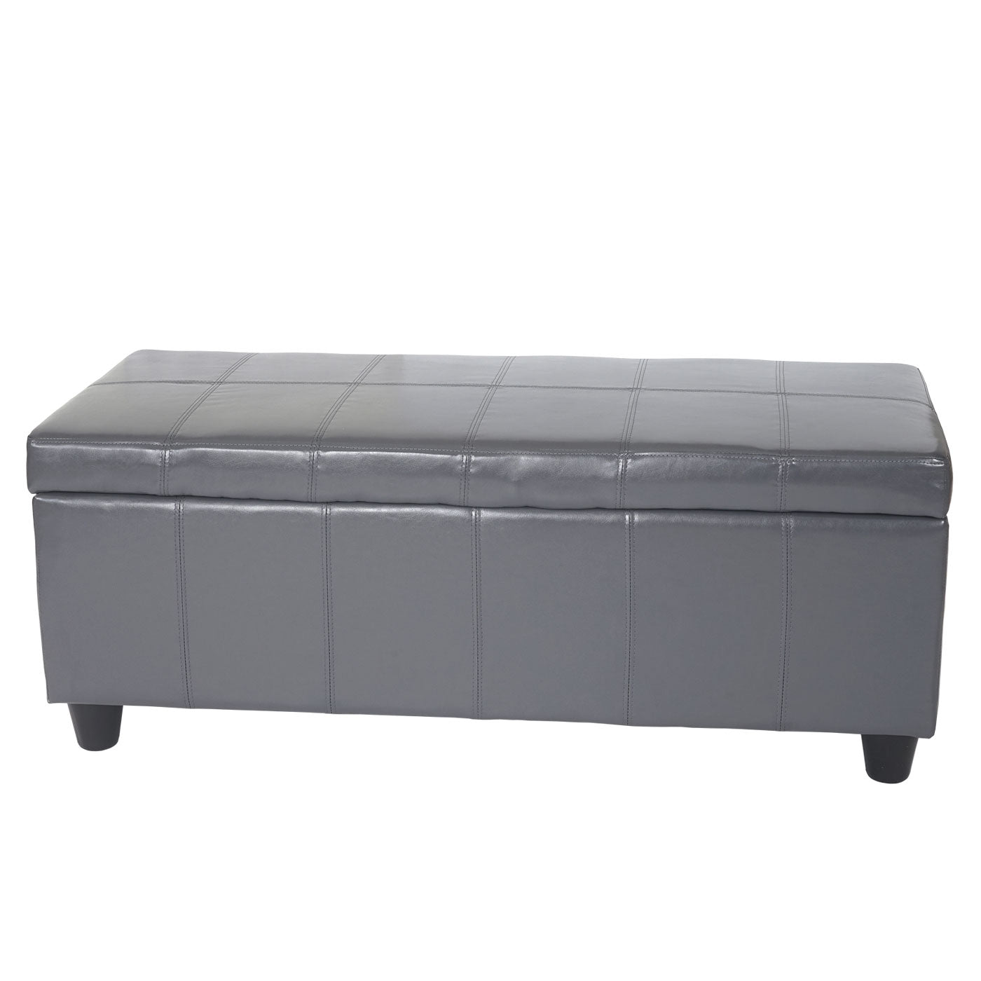 Opbergkist bank Kriens, leer + kunstleer, 112x45x45cm MVG-gecertificeerd ~ grijs