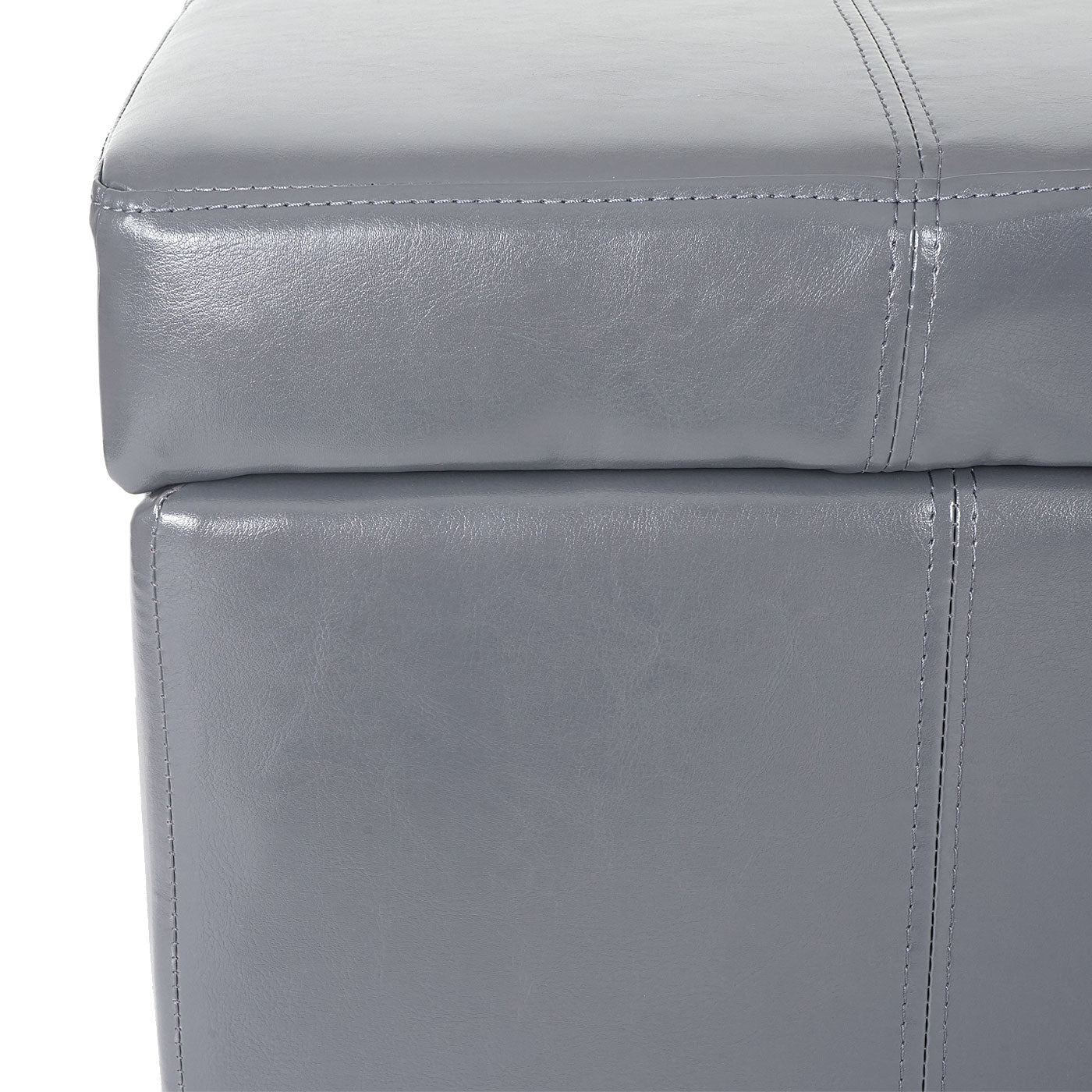 Opbergkist bank Kriens, leer + kunstleer, 112x45x45cm MVG-gecertificeerd ~ grijs