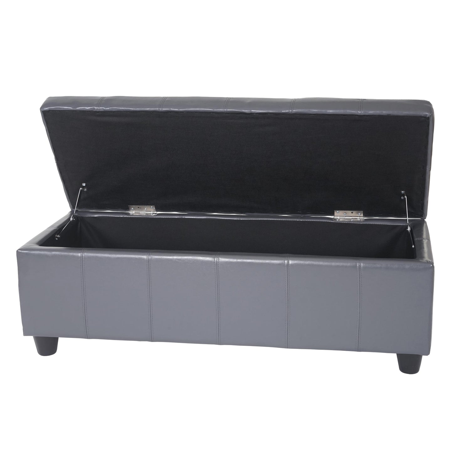 Opbergkist bank Kriens, leer + kunstleer, 112x45x45cm MVG-gecertificeerd ~ grijs