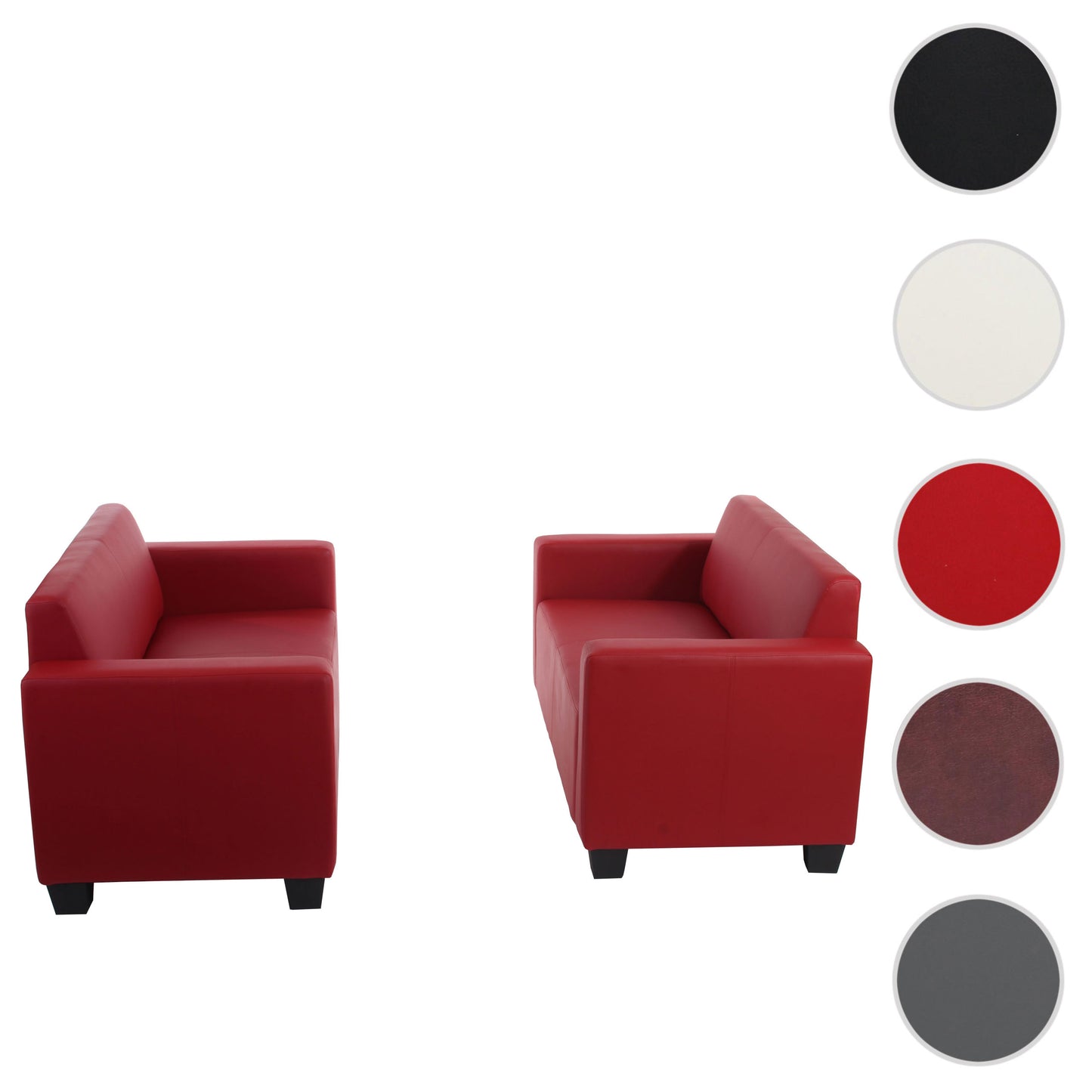Bankstel Bankstel 2x 2-zitsbank Lyon kunstleer ~ rood