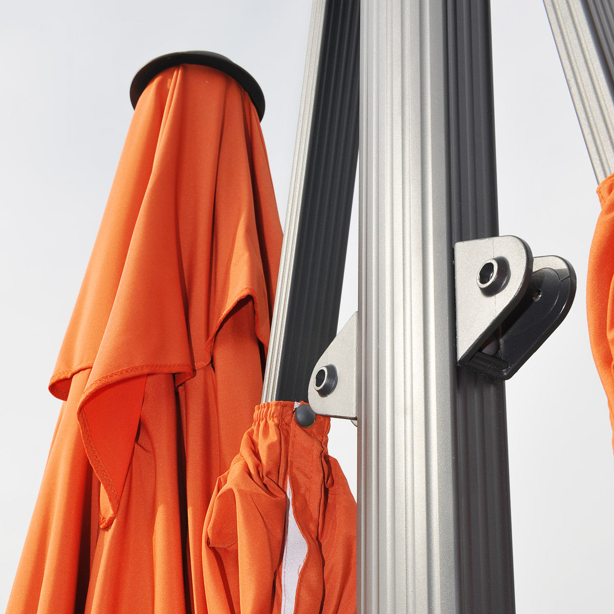 Zweefparasol T44, pergola luifel effect, 6,2x3m polyester 50kg ~ terracotta + staander