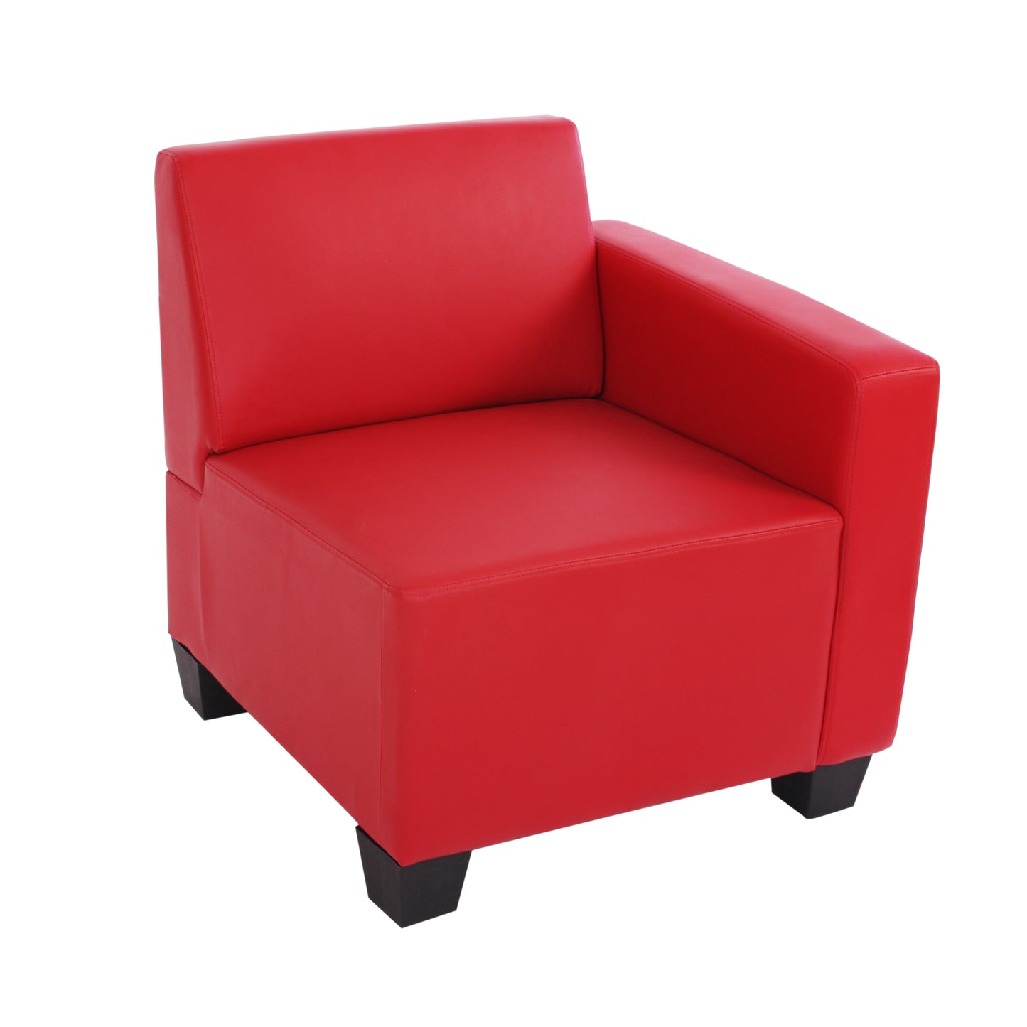 Modulair zijpaneel rechts, fauteuil met armleuning Lyon, kunstleer ~ rood
