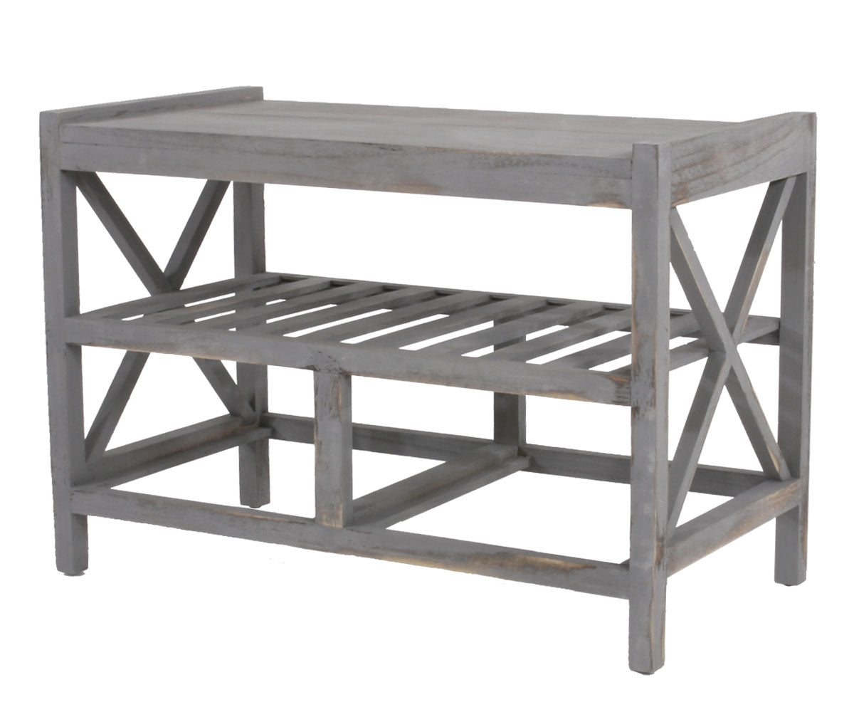Schoenenrek MCW-C48, bank schoenenrek, shabby-look vintage 45x65x34cm ~ grijs