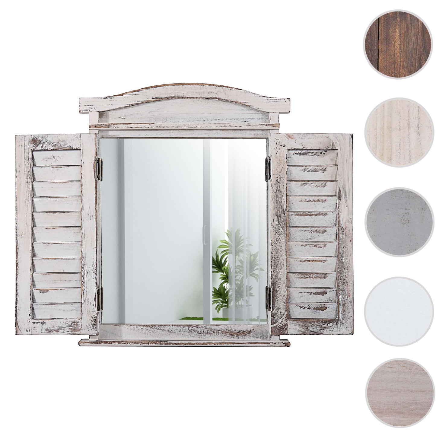 Wandspiegel raam met luiken 53x42x5cm ~ wit shabby