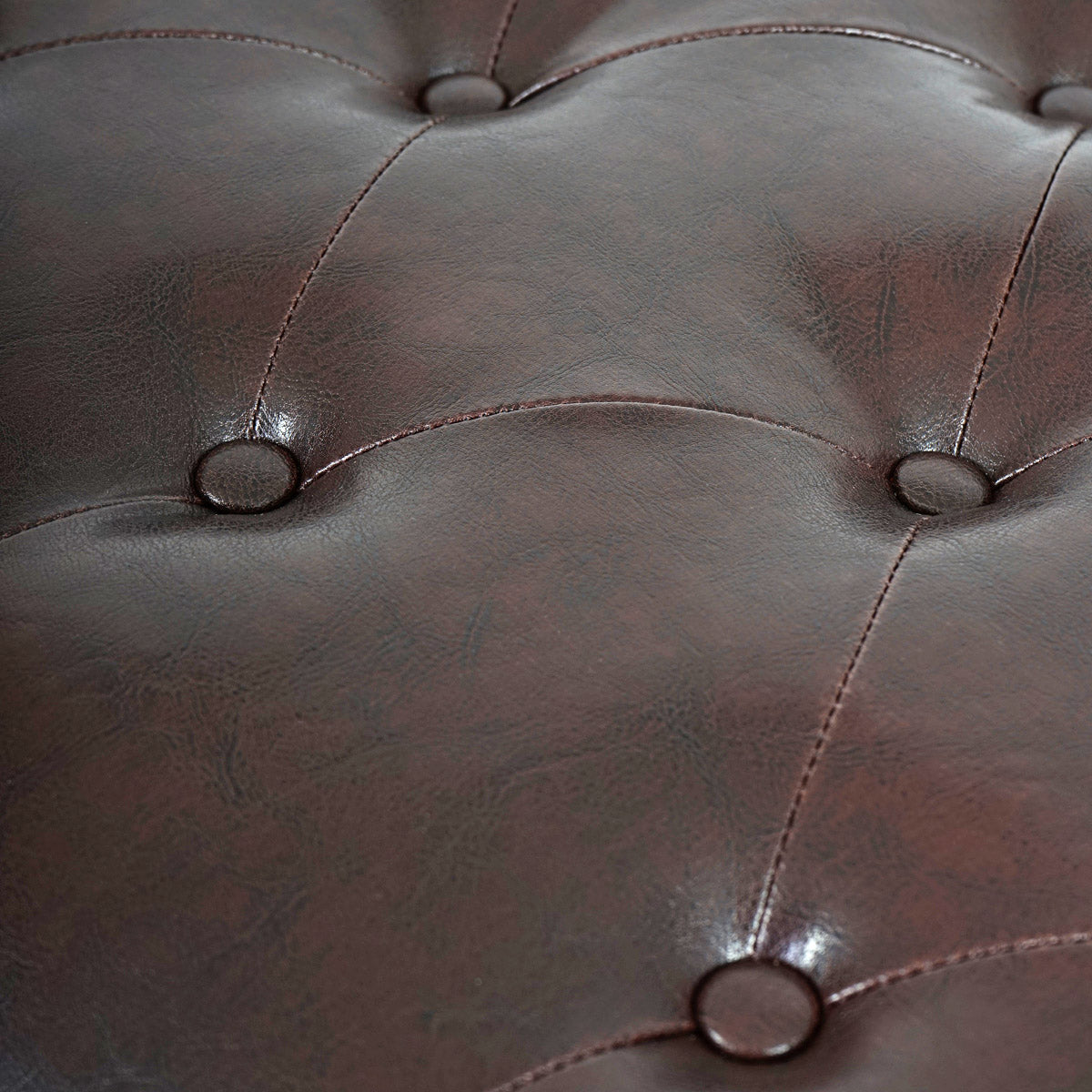 Poef Chesterfield, voetenbank voetensteun kruk, kunstleer 39x77x47cm ~ antiek-bruin