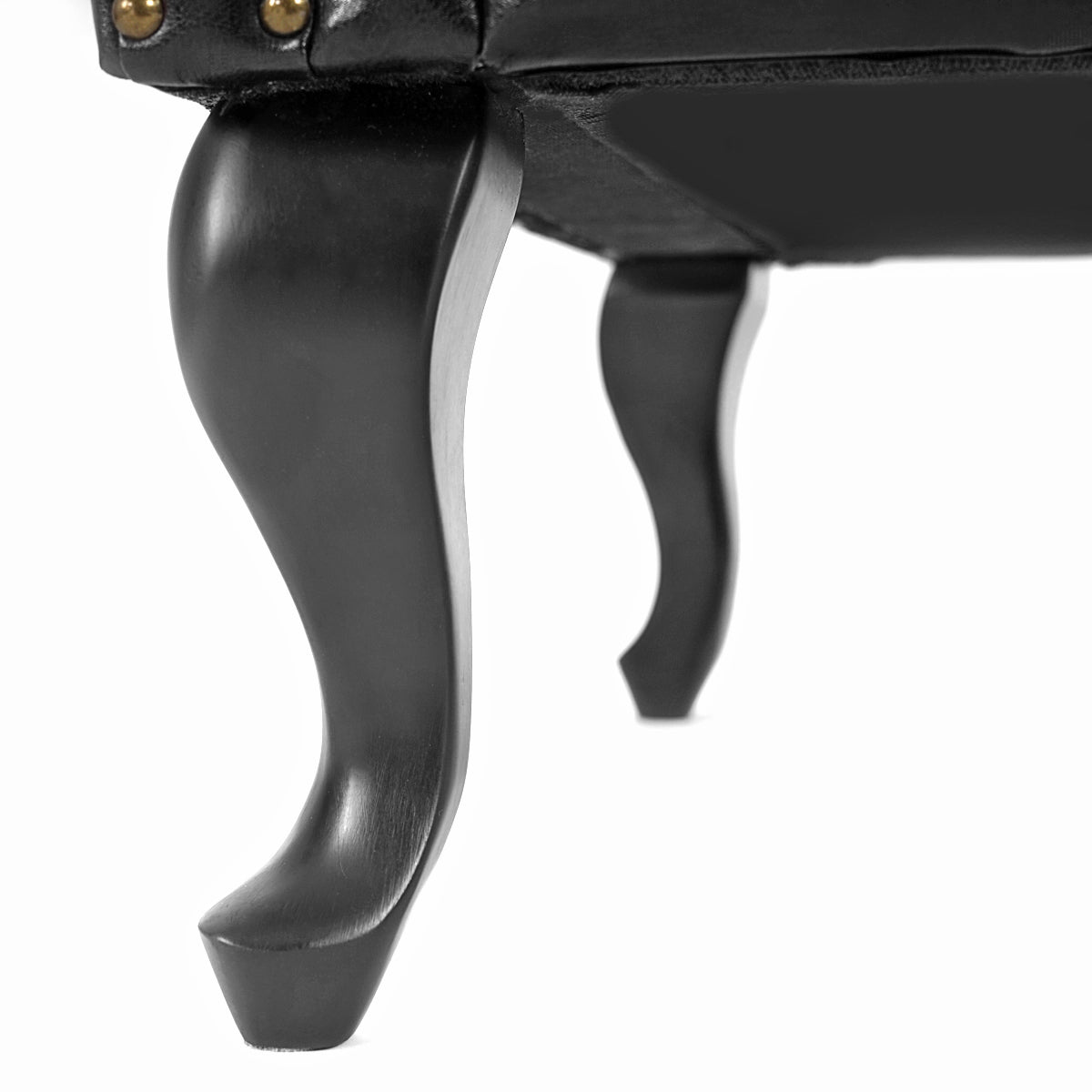 Poef Chesterfield, voetenbank voetensteun kruk, kunstleer 39x77x47cm ~ zwart