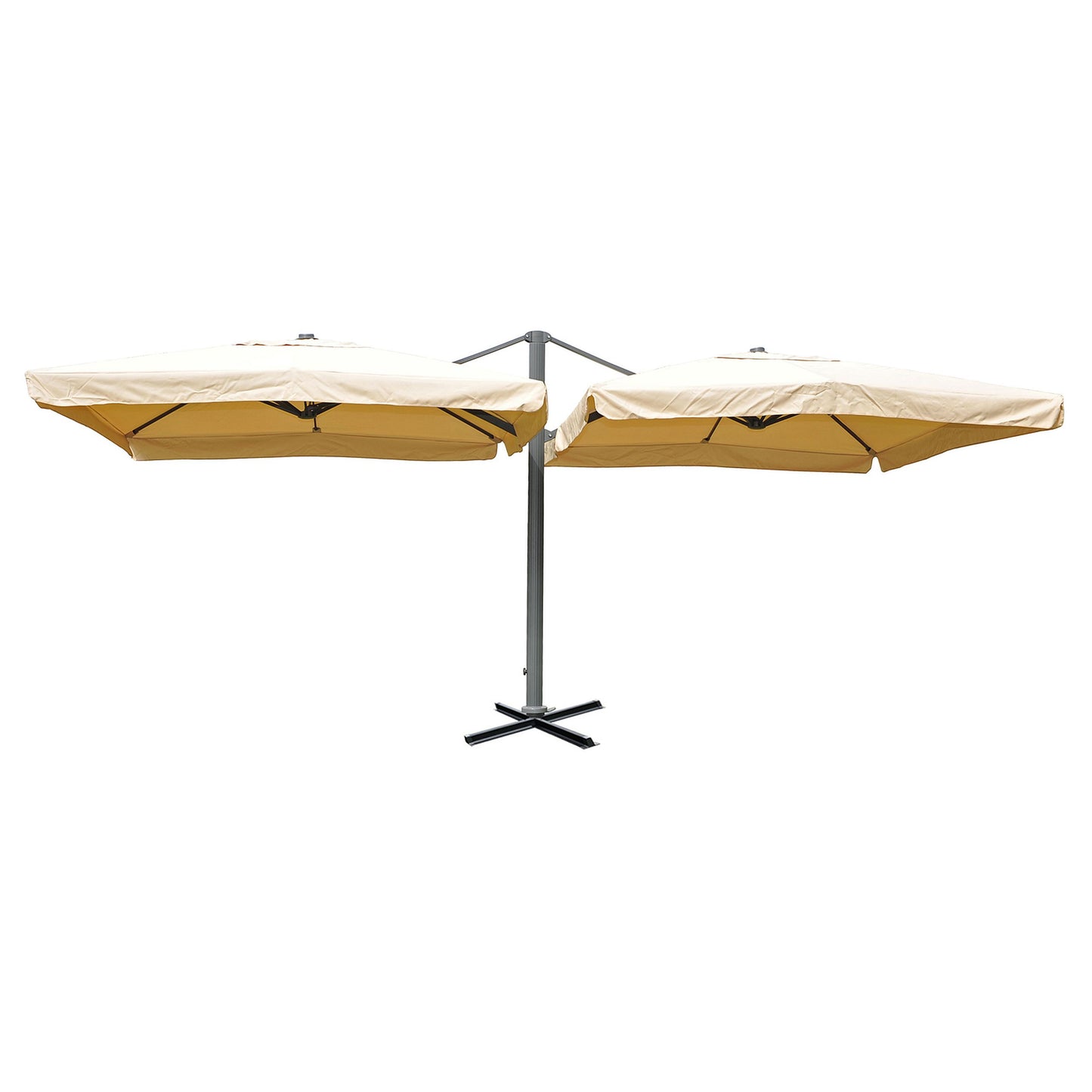 Zweefparasol T44, pergola luifel effect, 6,2x3m polyester 50kg ~ crème-beige