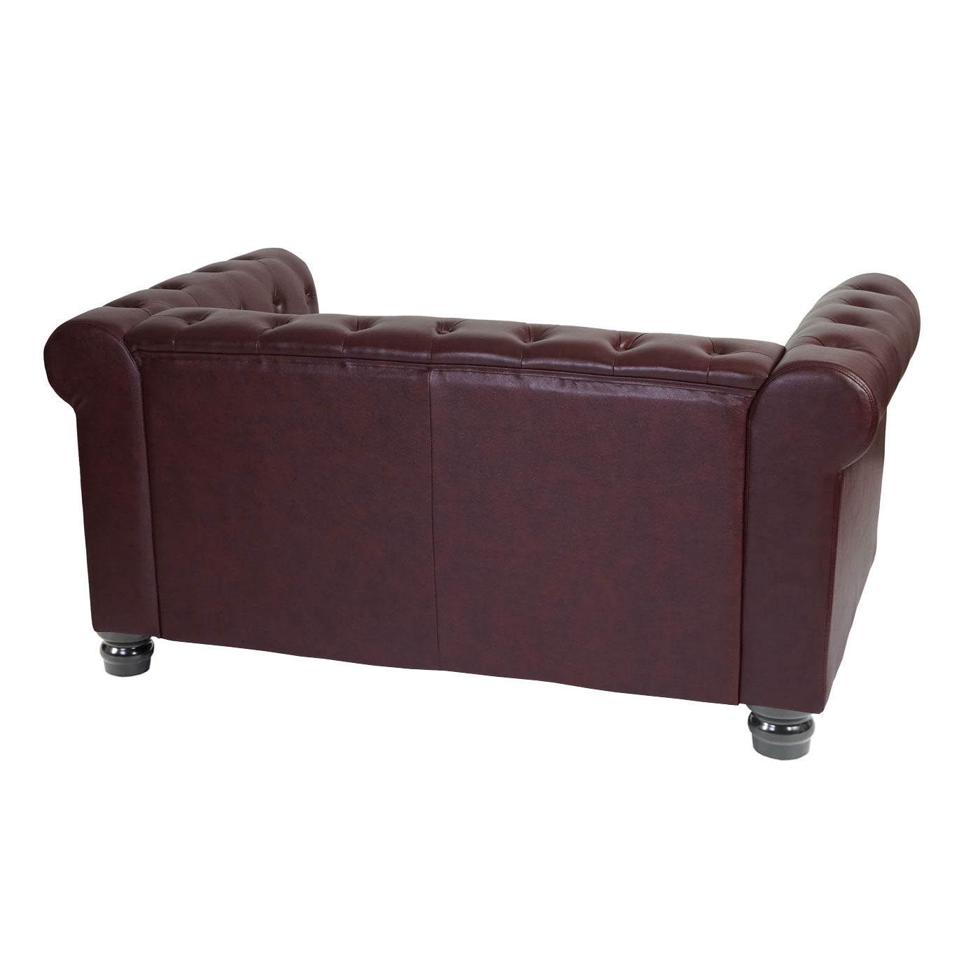 Luxe 2-zits bank loungebank Chesterfield kunstleer 160cm ~ ronde poten, roodbruin