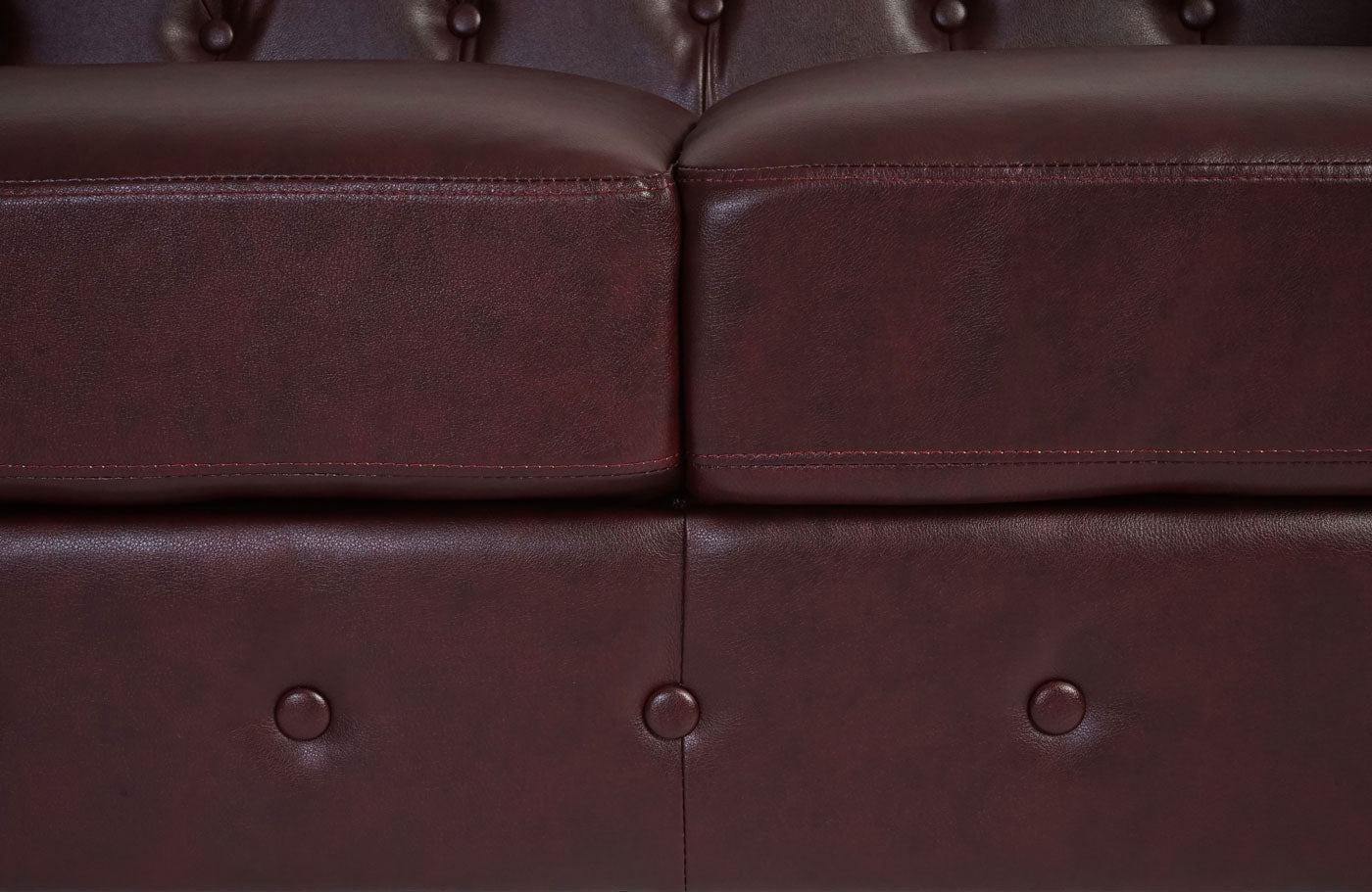 Luxe 2-zits bank loungebank Chesterfield kunstleer 160cm ~ ronde poten, roodbruin