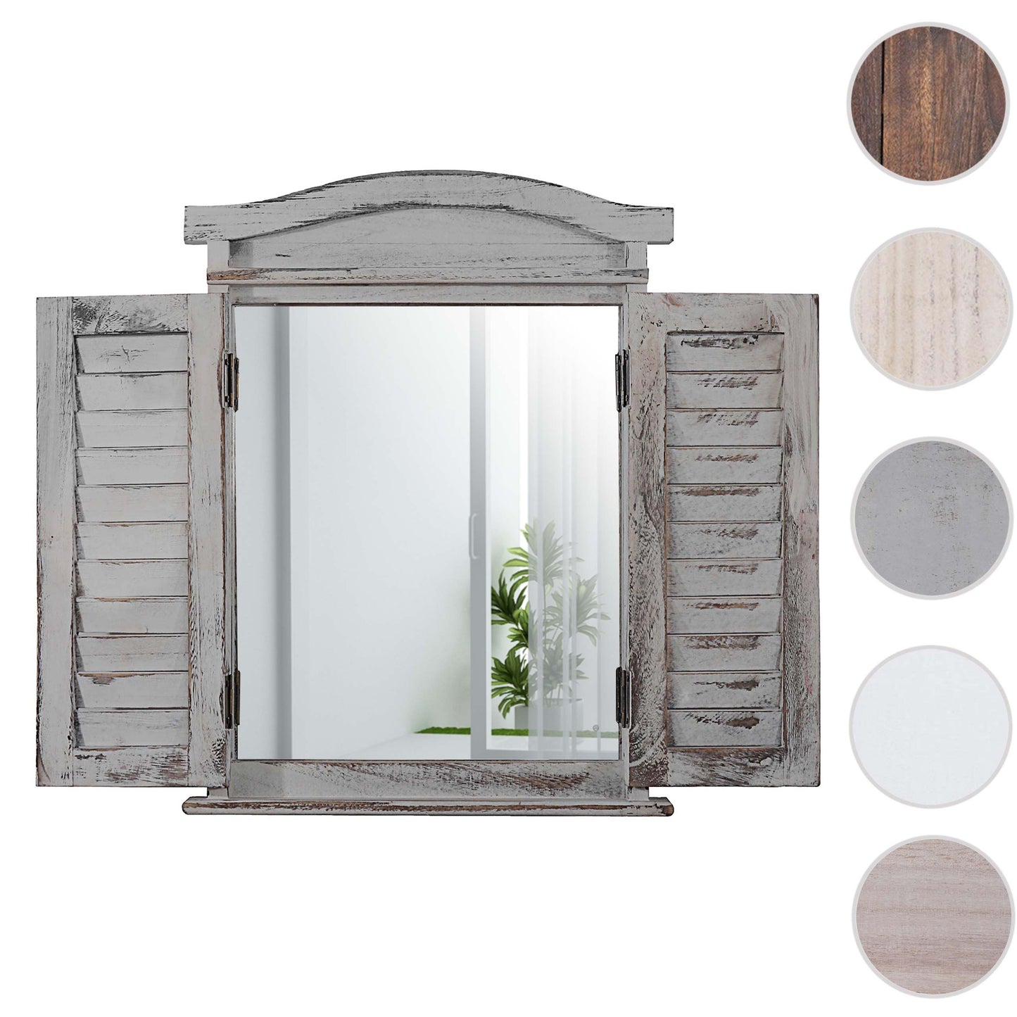 Wandspiegel raam met luiken 53x42x5cm ~ grijs shabby