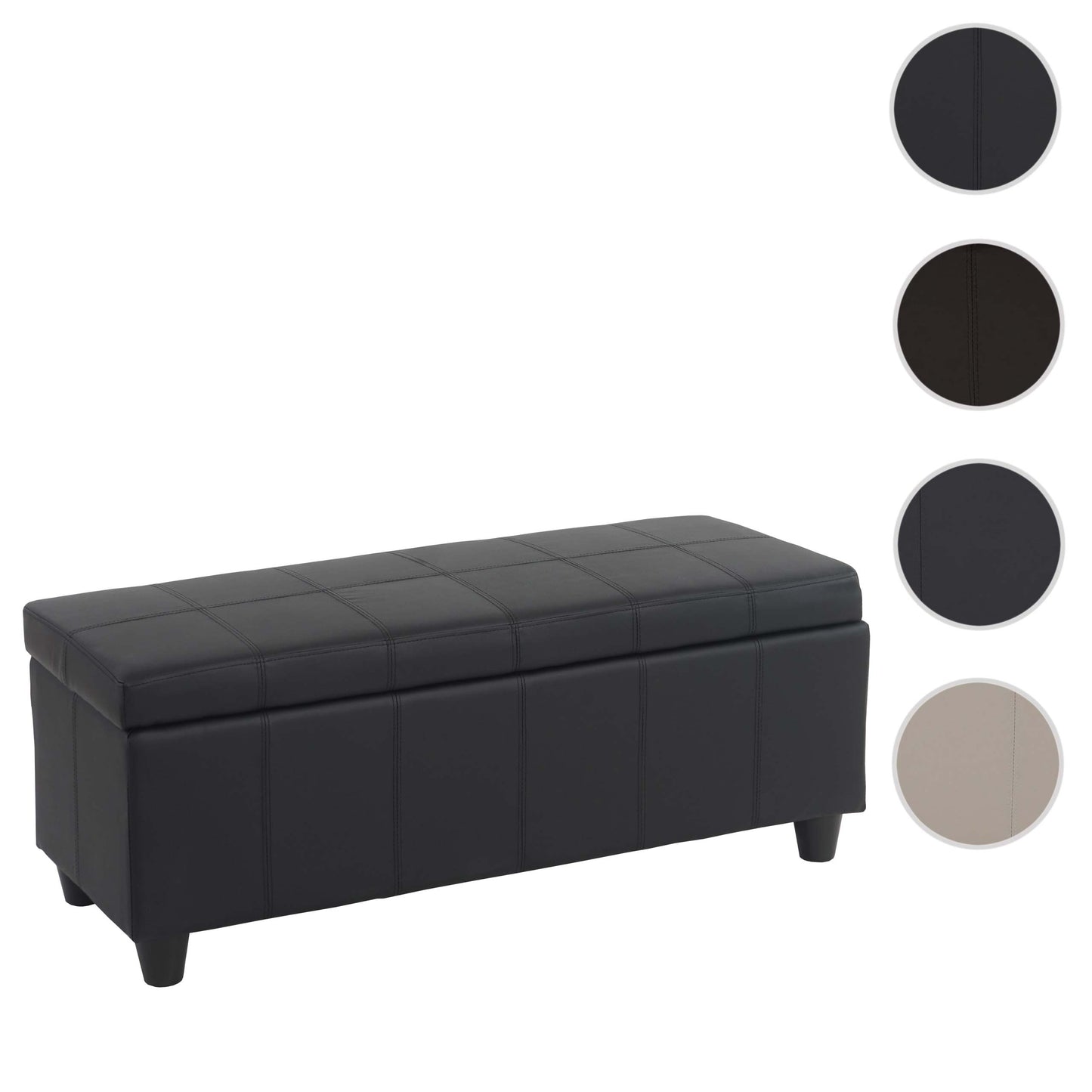 Opbergkist Kriens, zitbank, kunstleer, 45x114x45cm ~ zwart mat