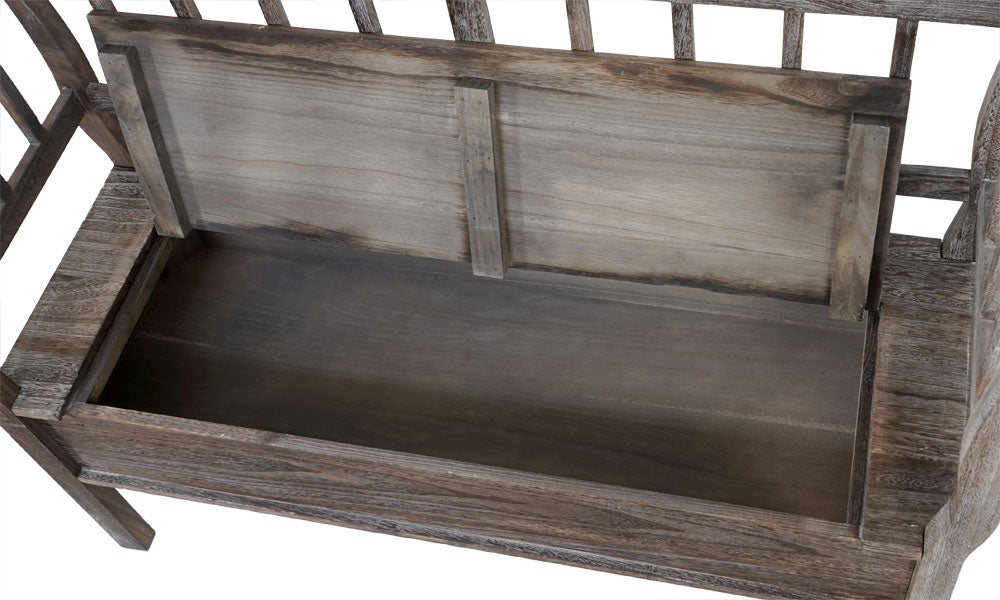 Bank T207, bankkist houten bank opbergkist, opbergvak kussen hout 119cm ~ bruin, shabby
