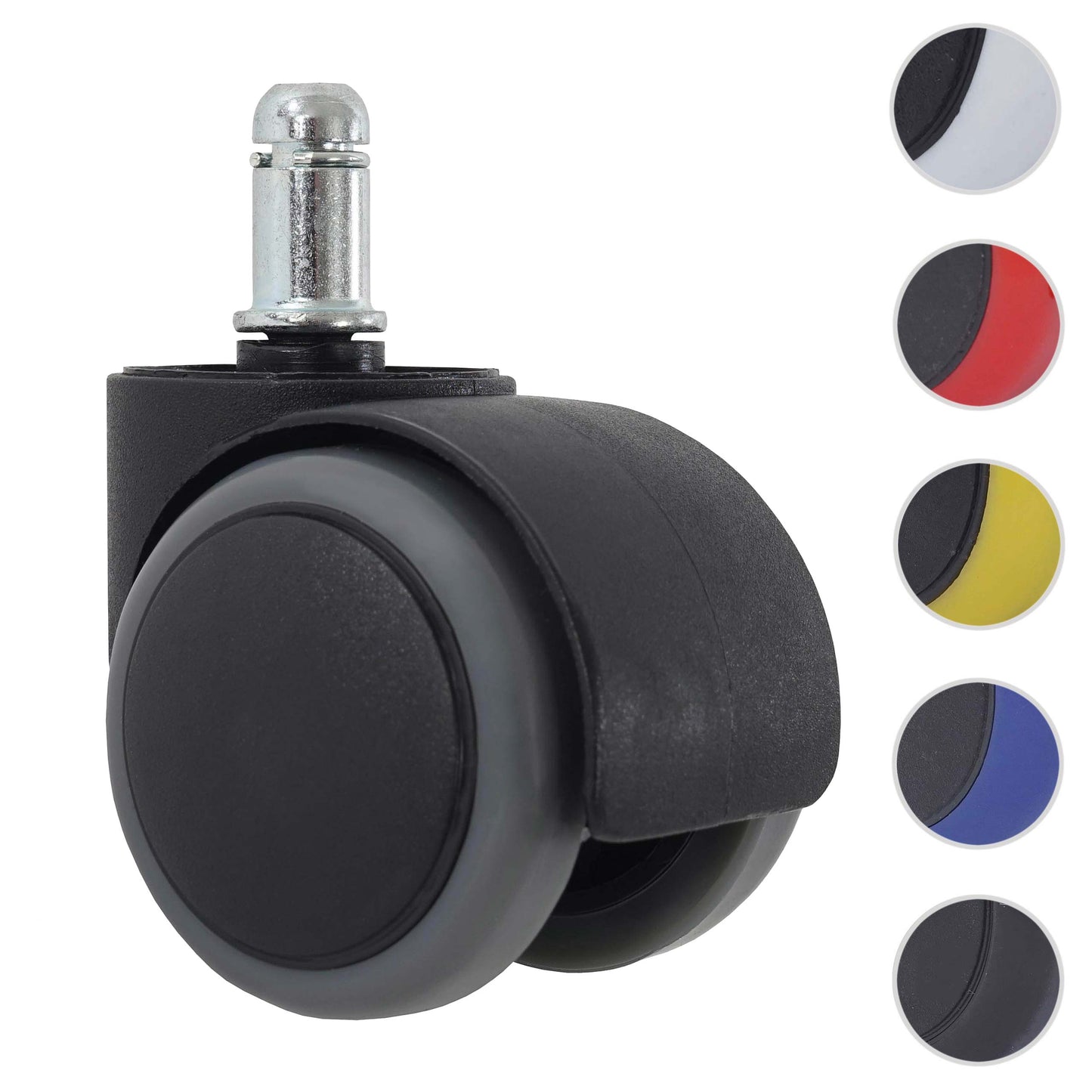 Set van 5 harde vloeren wielen MCW-H86, bureaustoel wielen, 150kg draagvermogen Ø 11mm ~ grijs