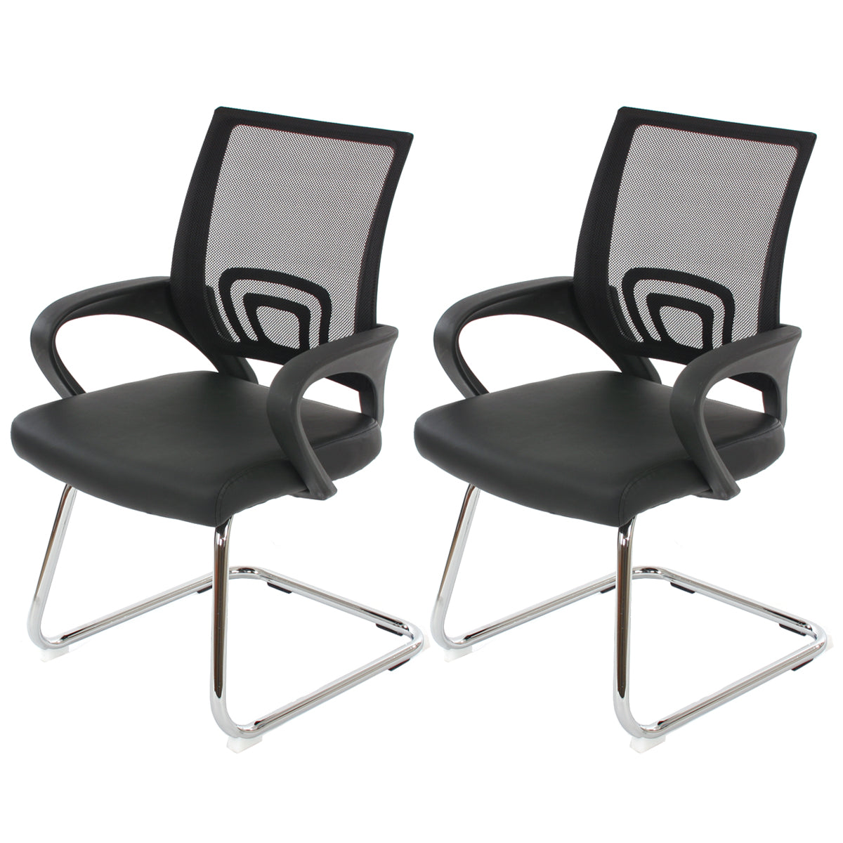 Set van 2 vergaderstoelen Ancona, bezoekersstoel, kunstleer MVG-gecertificeerd ~ zwart