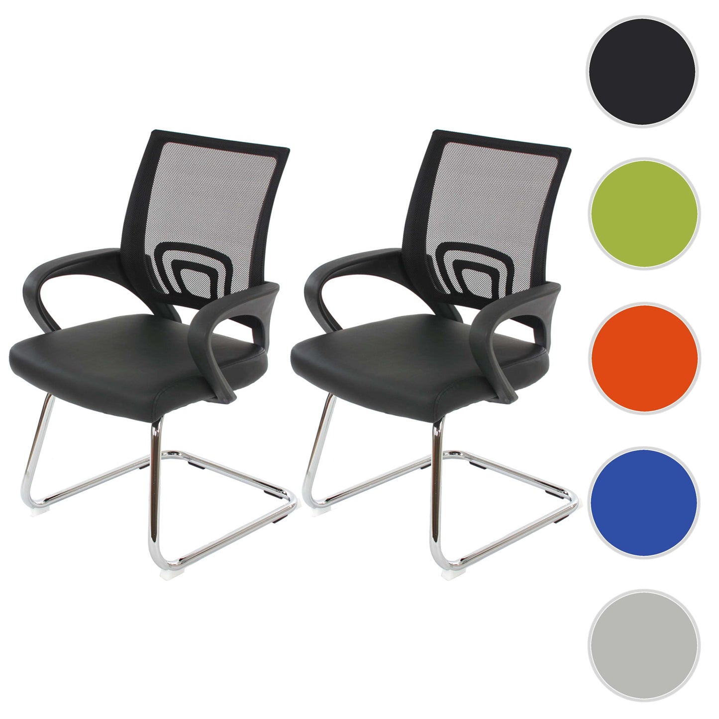 Set van 2 vergaderstoelen Ancona, bezoekersstoel, kunstleer MVG-gecertificeerd ~ zwart